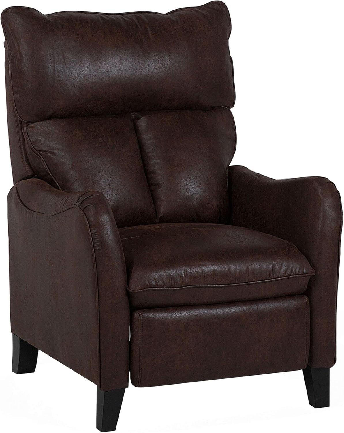 Vintage Faux Leather Recliner Chair Manual Dark Brown 3 Positions