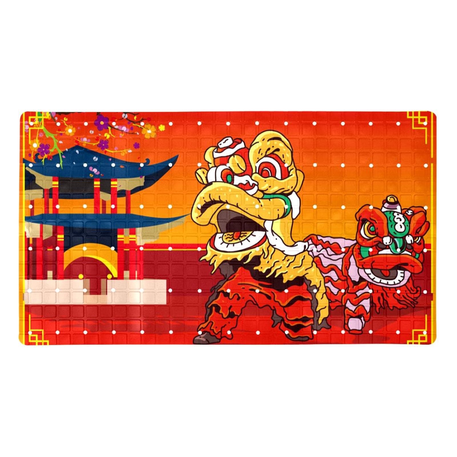Tapis de salle de bain lion traditionnel anti-glisse haut de gamme