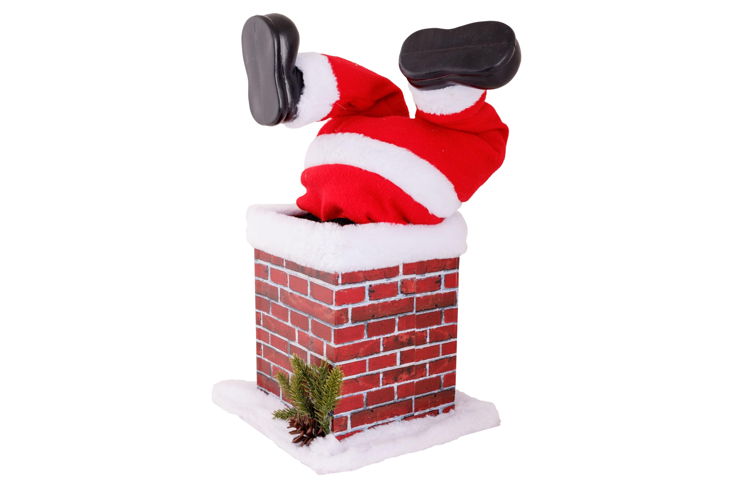Père Noël dans la cheminée bougeant ses jambes automate rouge Cosy Home