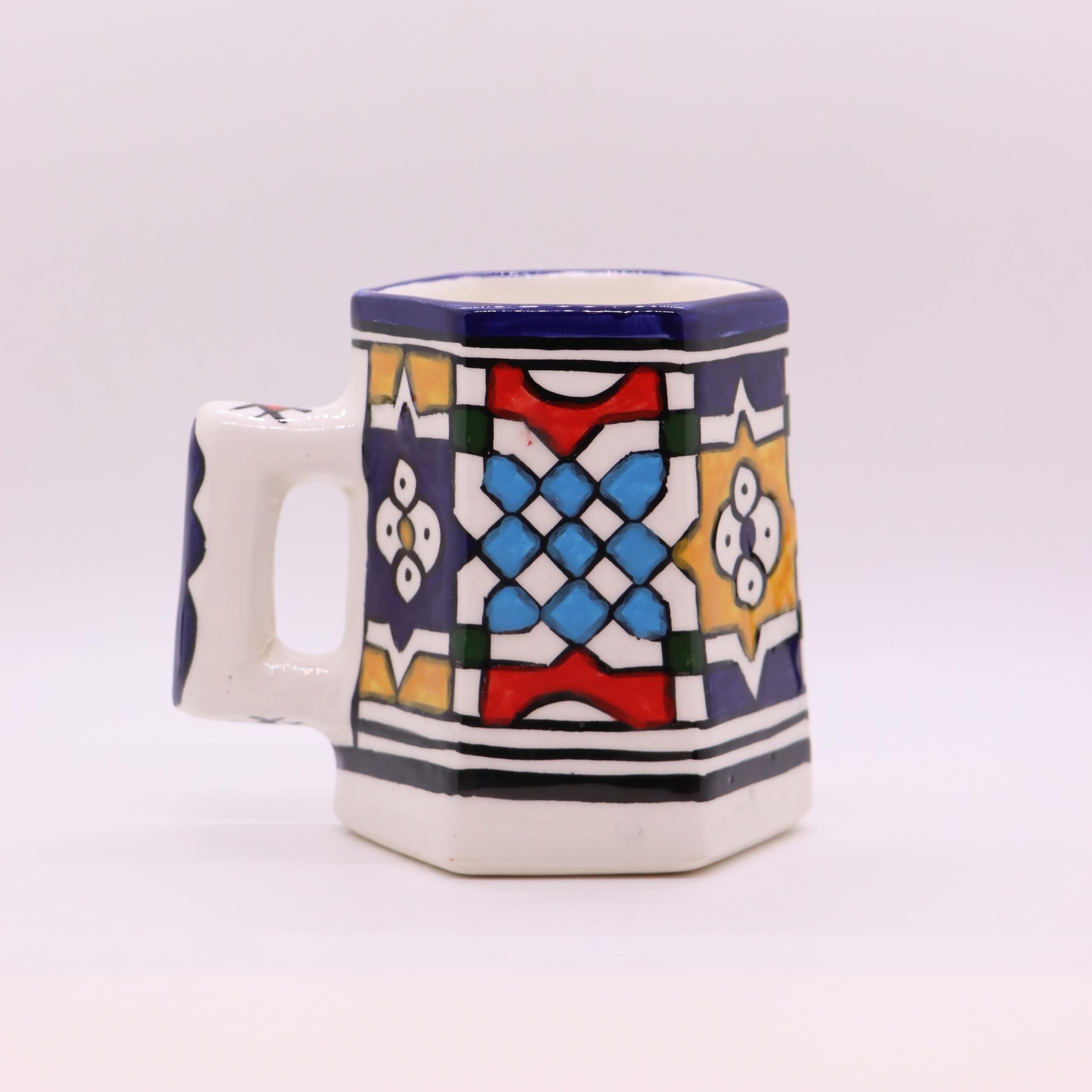 Moroccan Handmade Ceramic Mug, Multicoloured, Large