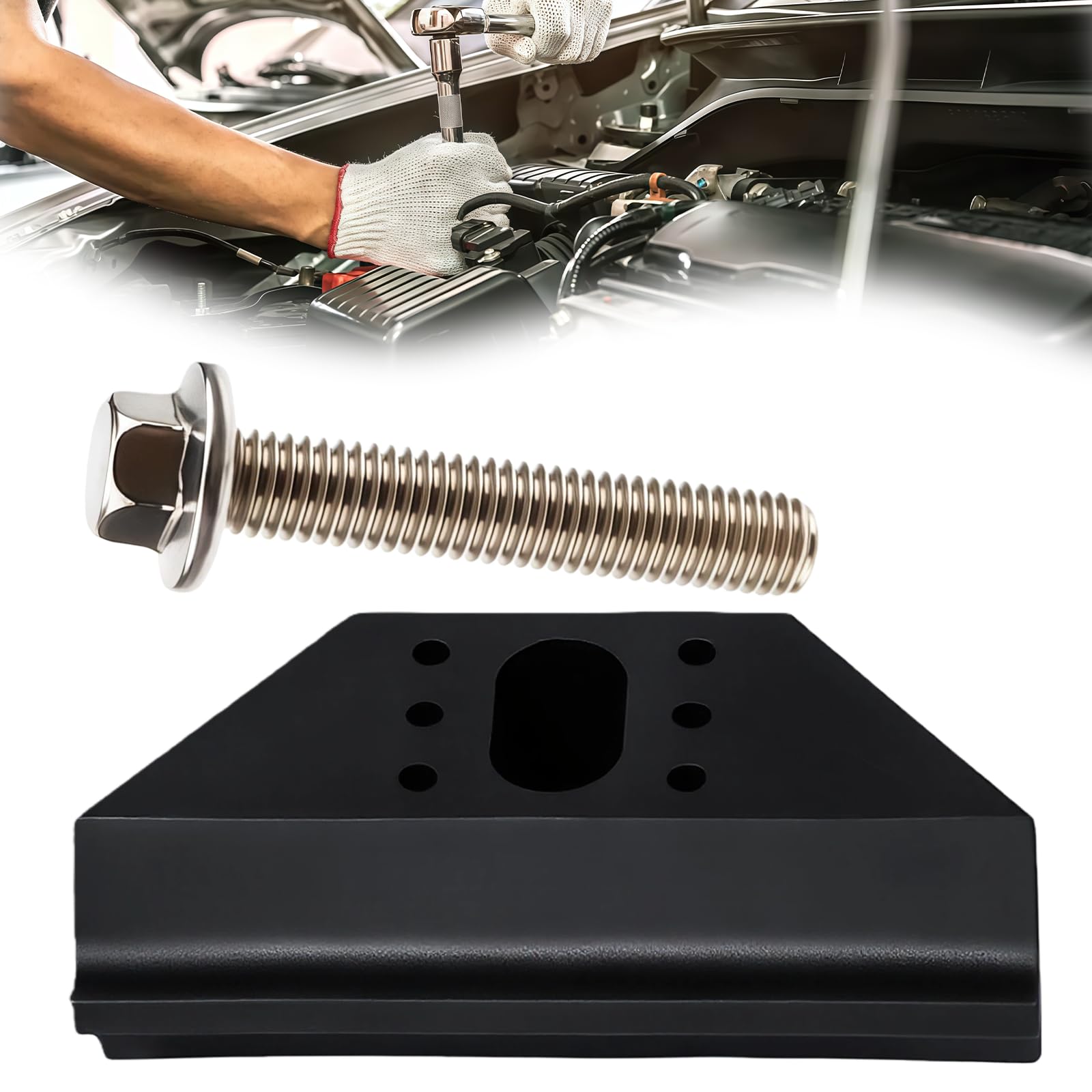 Base Clamp Battery Hold Down Kit, Car Battery Tie Down Bracket with 304 Stainless Steel Bolt Base Clamp, Compatible with GMC Buick Cadillac Chevy Hummer, 14005061