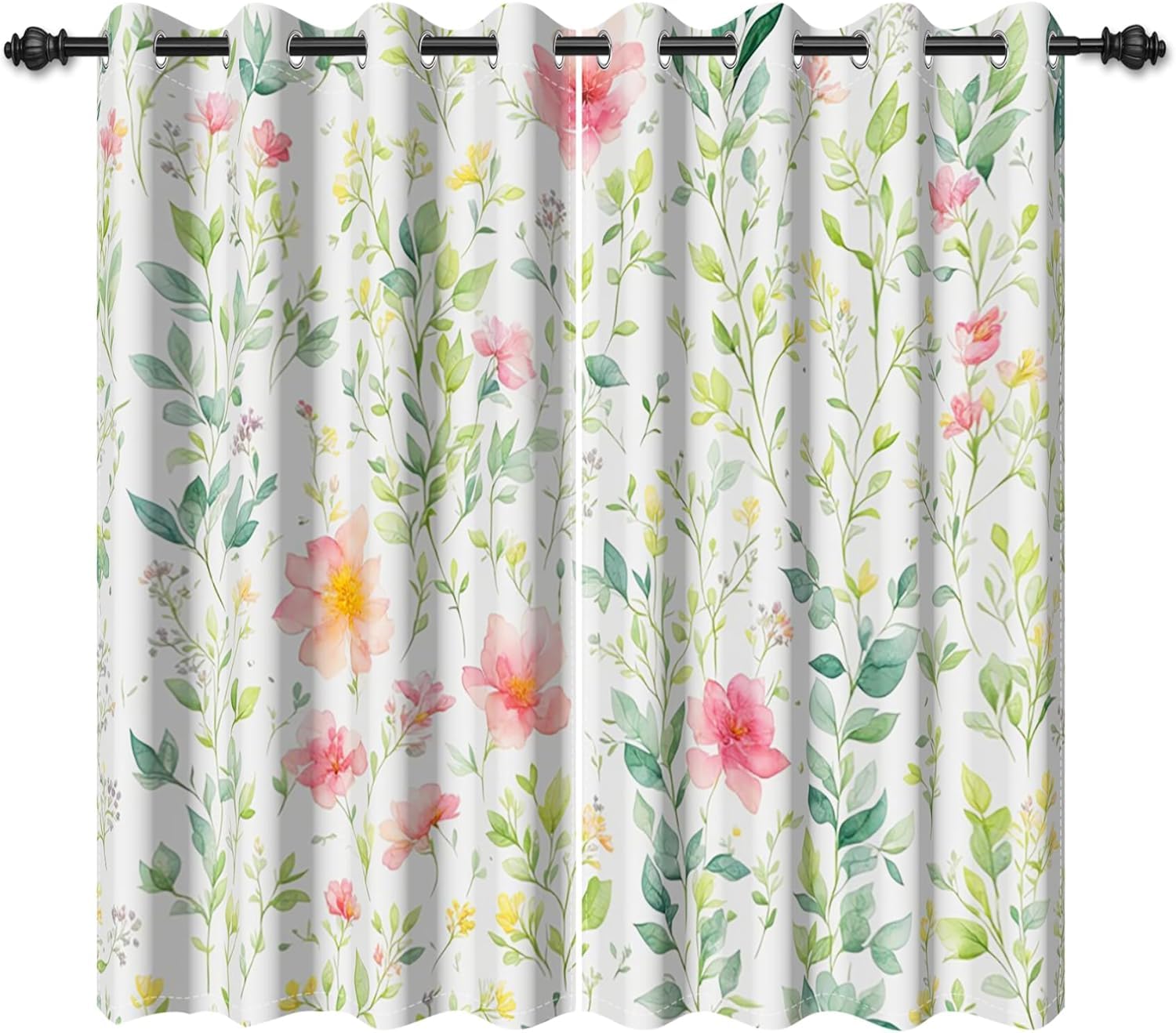 Rideaux occultants de chambre salon à oeillets isolants thermiques fleurs 3D