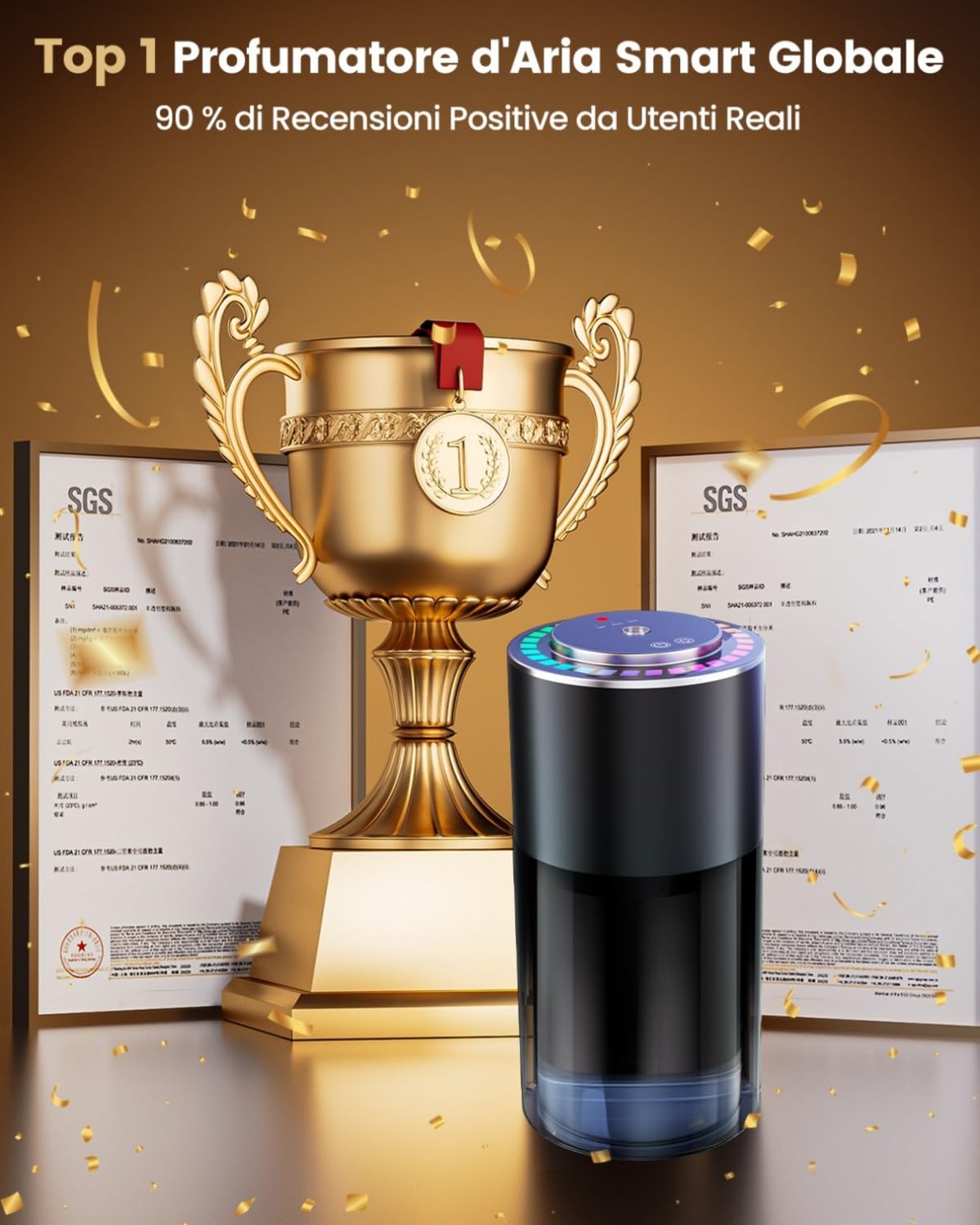 160ml Sensore Musicale Profumatore Auto Diffusore con Profumo, Elettrico Fragranze Deodorante, ON/Off Automatico, Nebulizzatore ad Ultrasuoni, 3 Modalità, Ricaricabile, Dura 12 Mesi BJ-792 (Colonia)