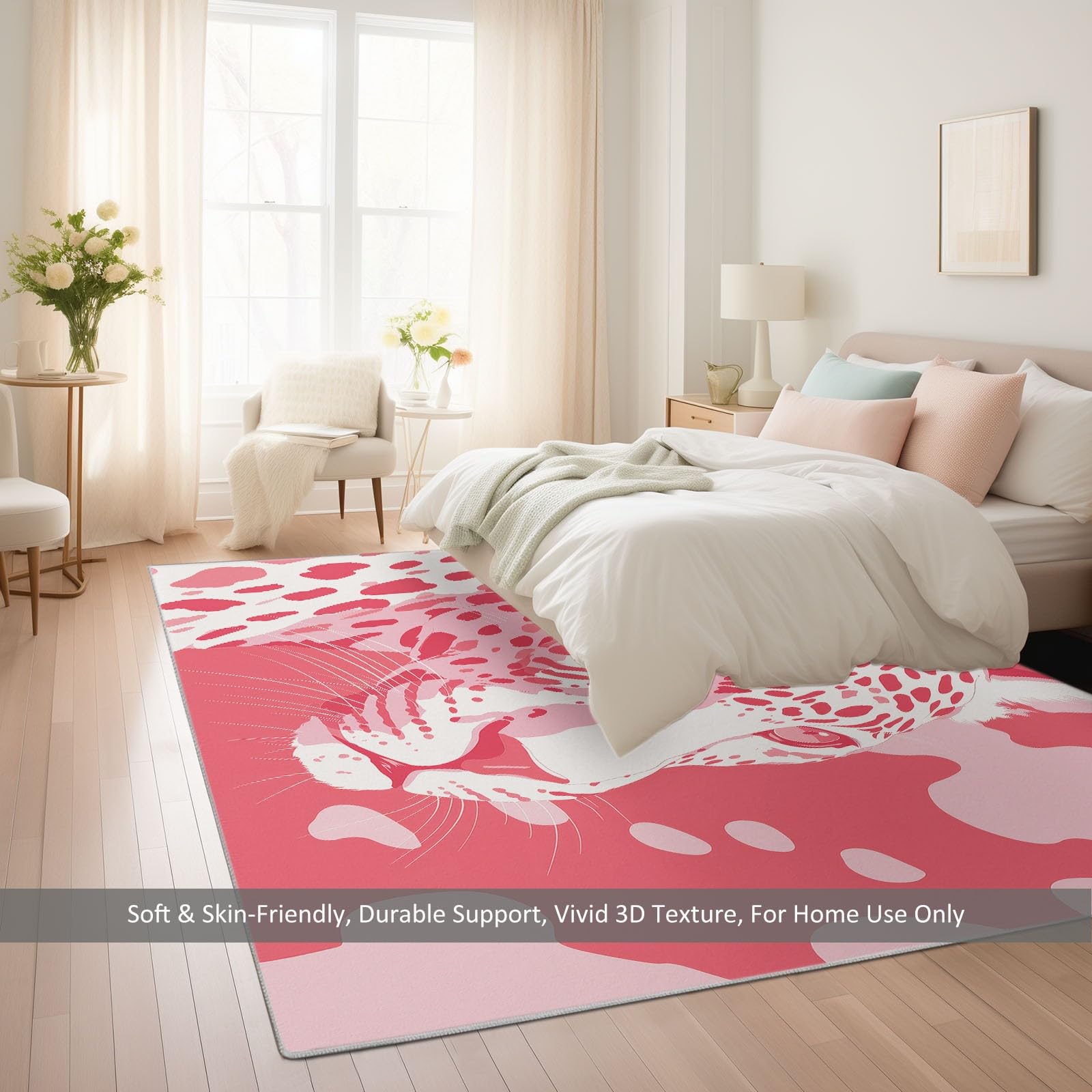 Générique Minimalistyczny dywan z nadrukiem 80 x 150 cm, tropikalne zwierzę lampart kolorowe klocki dywan do salonu można prać w pralce - trwały antypoślizgowy dywan do jadalni, przedpokoju, pokoju