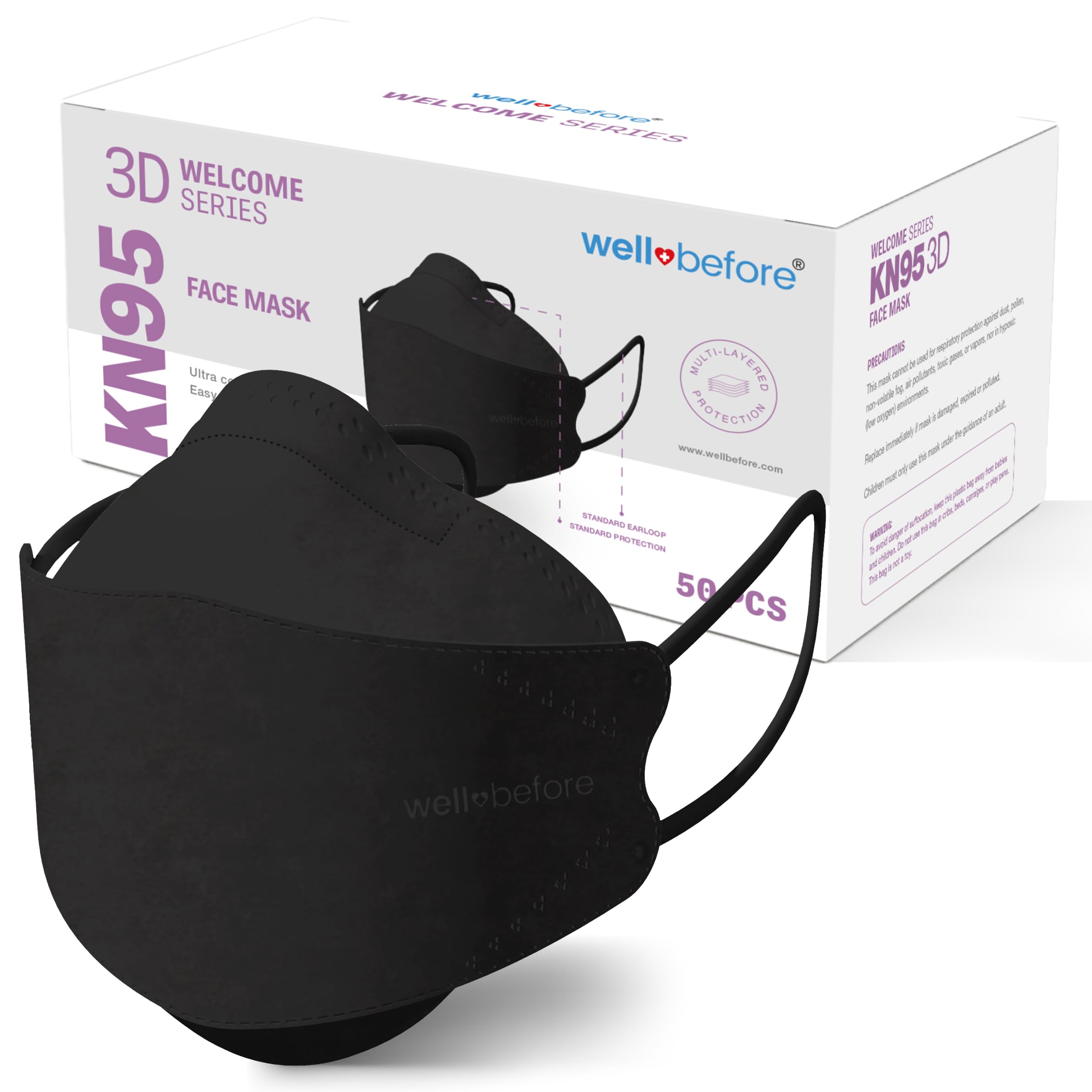 Well Before Welcome Series KN95 Face Mask, Medium, Pack of 50