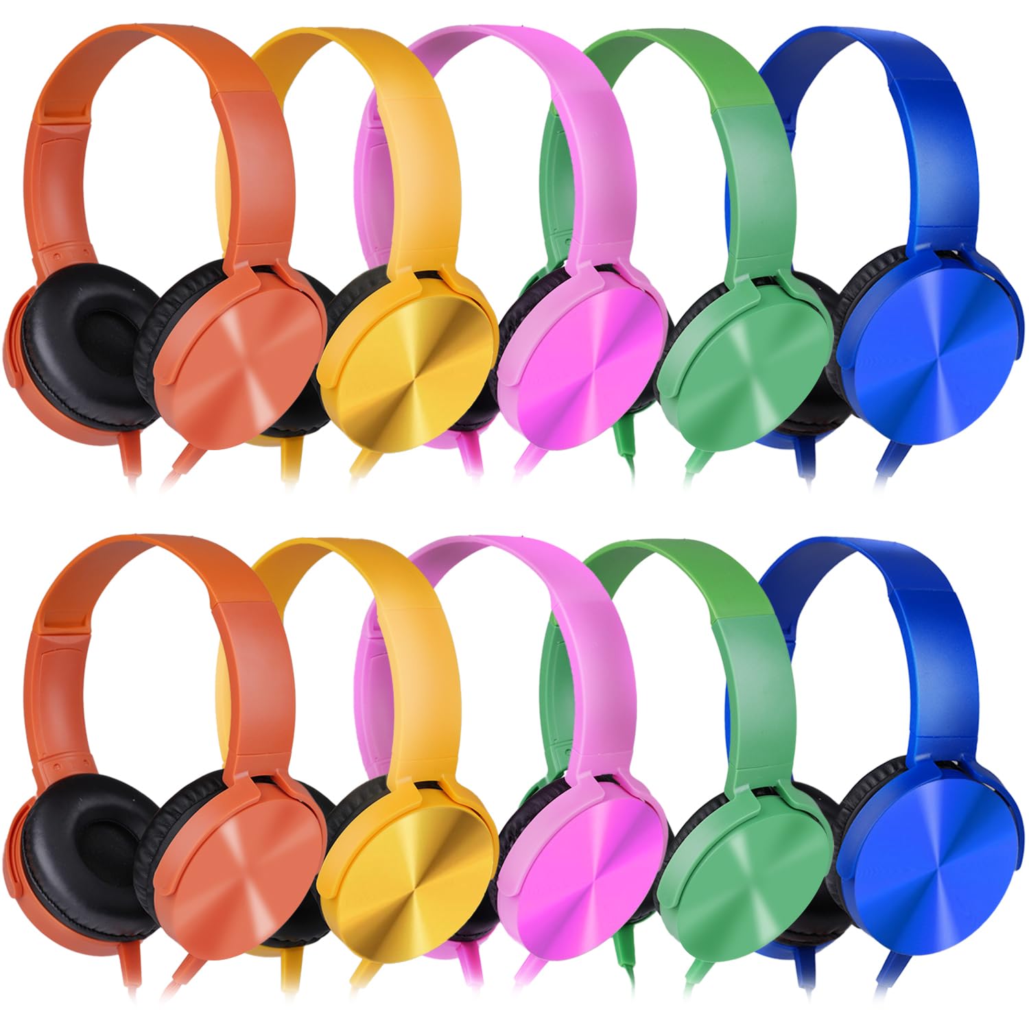 Classroom Headphones Bulk 10 Pack Multi Color for Kids School Students, Wholesale Class Set Durable Earphones for Children Toddler Teens Boys Girls