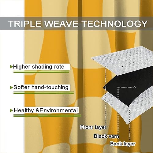 Miniatura 6 de Cortinas amarillas groovy retro de los años 70, abstracto, amarillo, retorcido, moderno, geométrico, textura ondulada, tratamiento de ventana para
