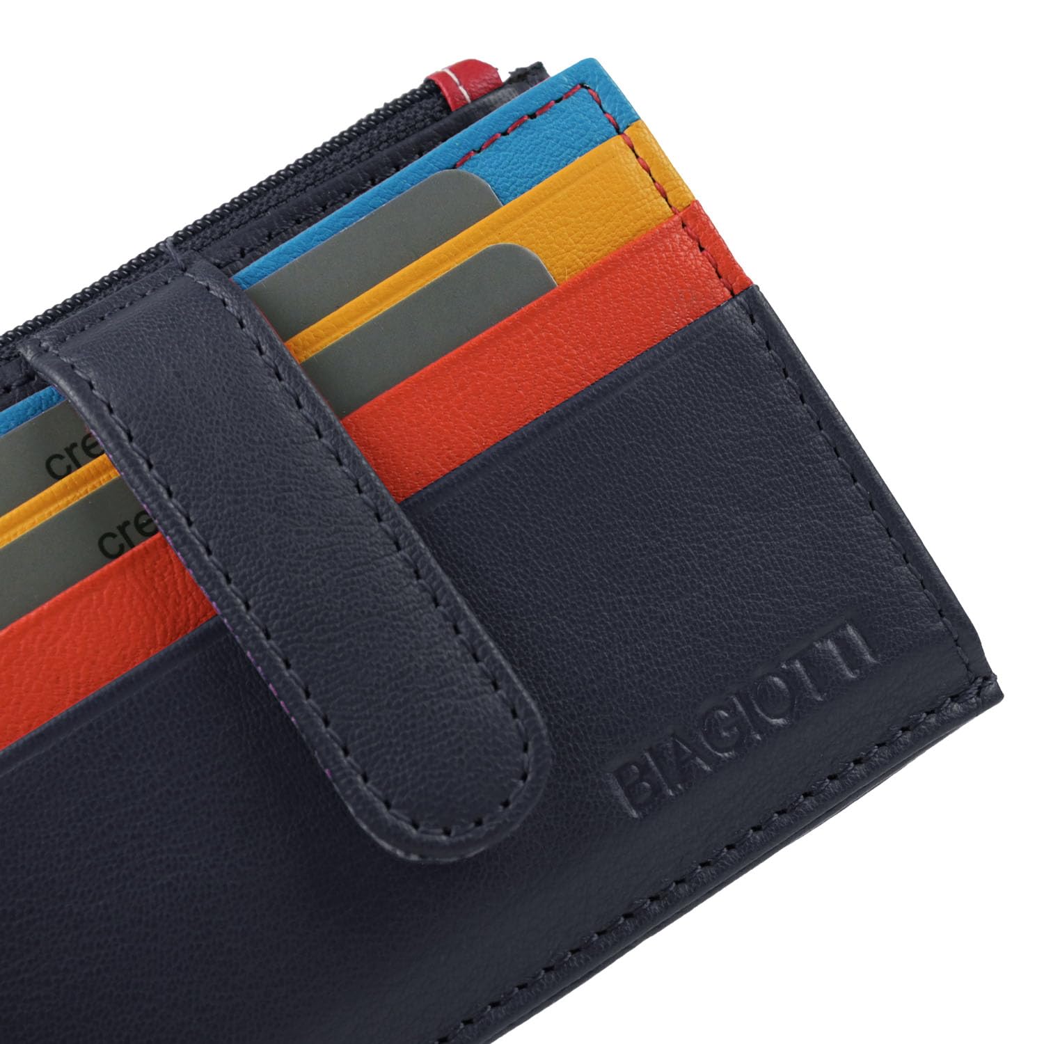 Laura Biagiotti Biagiotti - Tarjetero de piel auténtica, unisex, con bolsillo y caja, Navy 53, Moderno