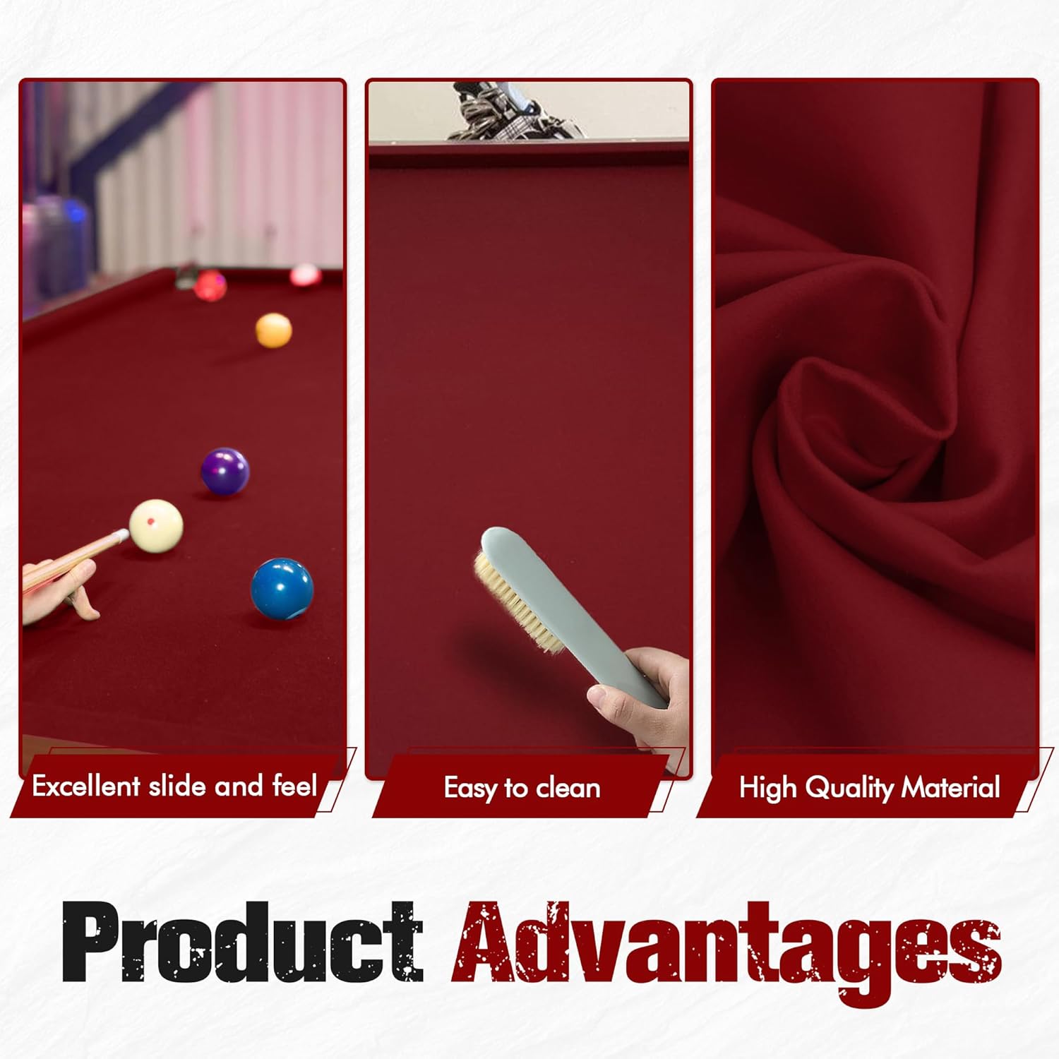 Pool Table Felt Cloth Billiard Cloth with 6 Pcs Cloth Strips and Staple Remover Pool Table Felt Replacement Kit Parts