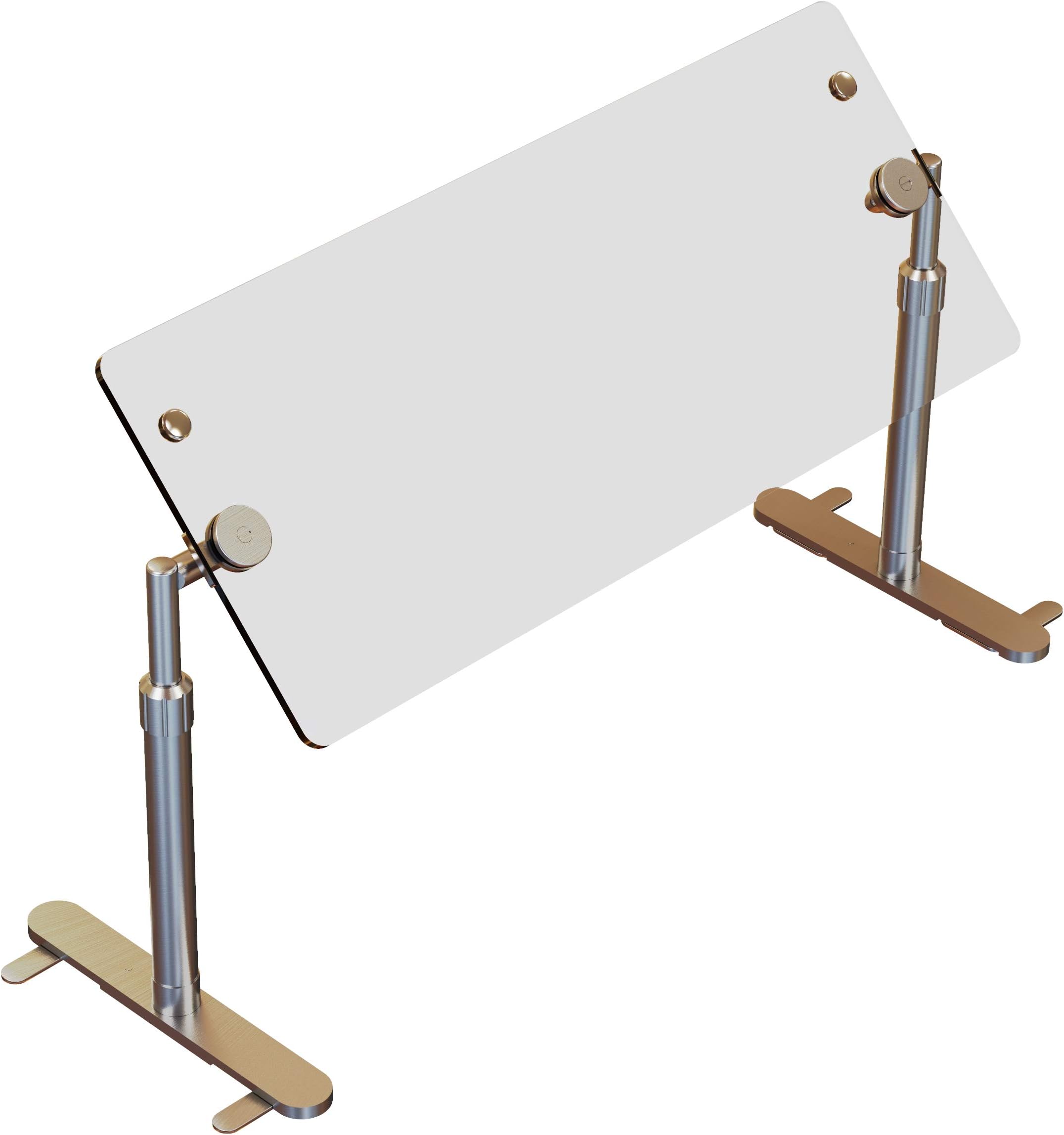 ADM Sneezeguard | B-950P | Portable Sneeze Guard | Freestanding Adjustable Sneeze Shield | Convertable Buffet Food Guard | Inlcudes Posts and Tempered Glass Panel | Stainless Steel | (60")