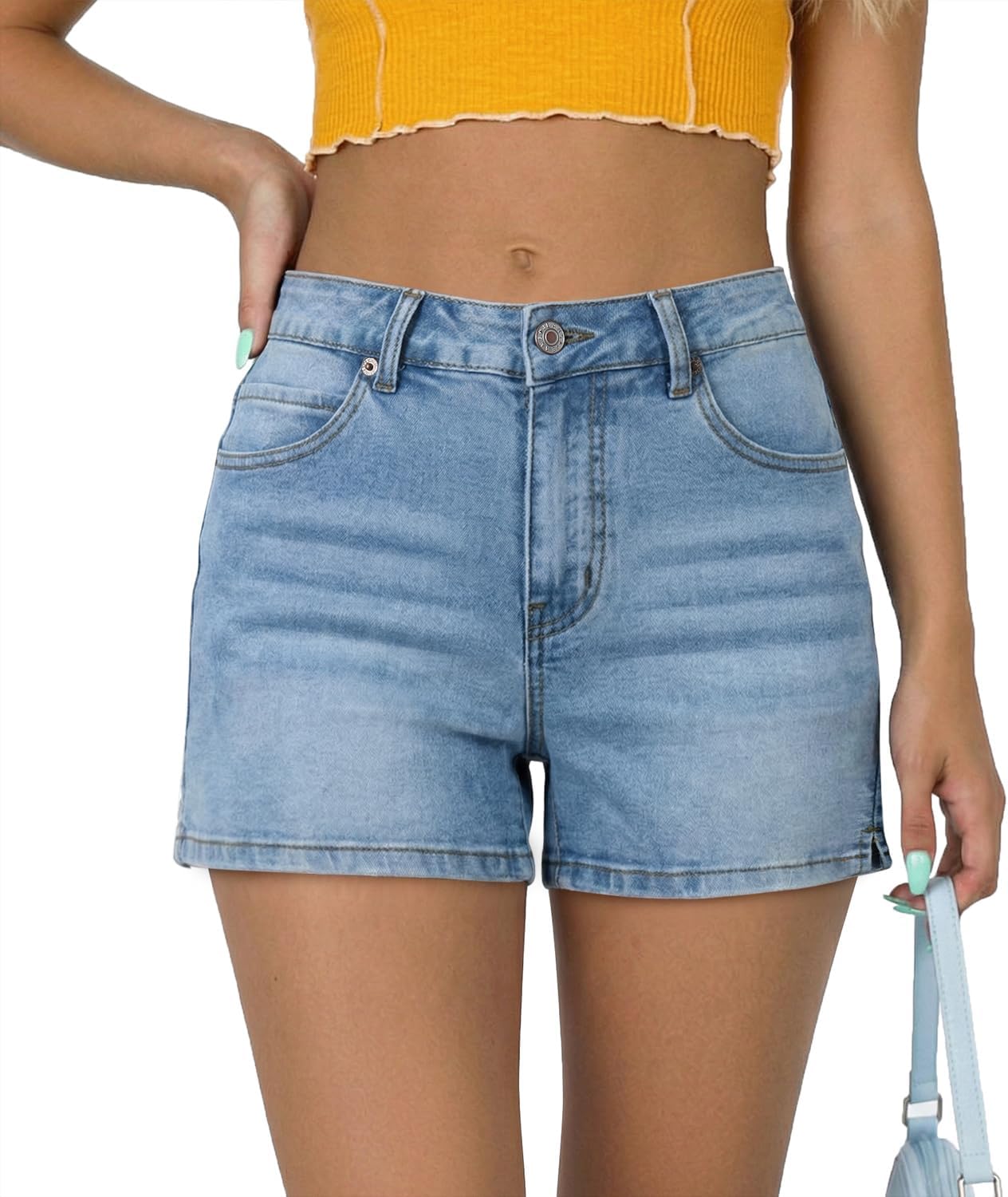 Angerella Jean Shorts for Women High Waisted Distressed Denim Shorts Stretchy Ripped Summer Hot Short