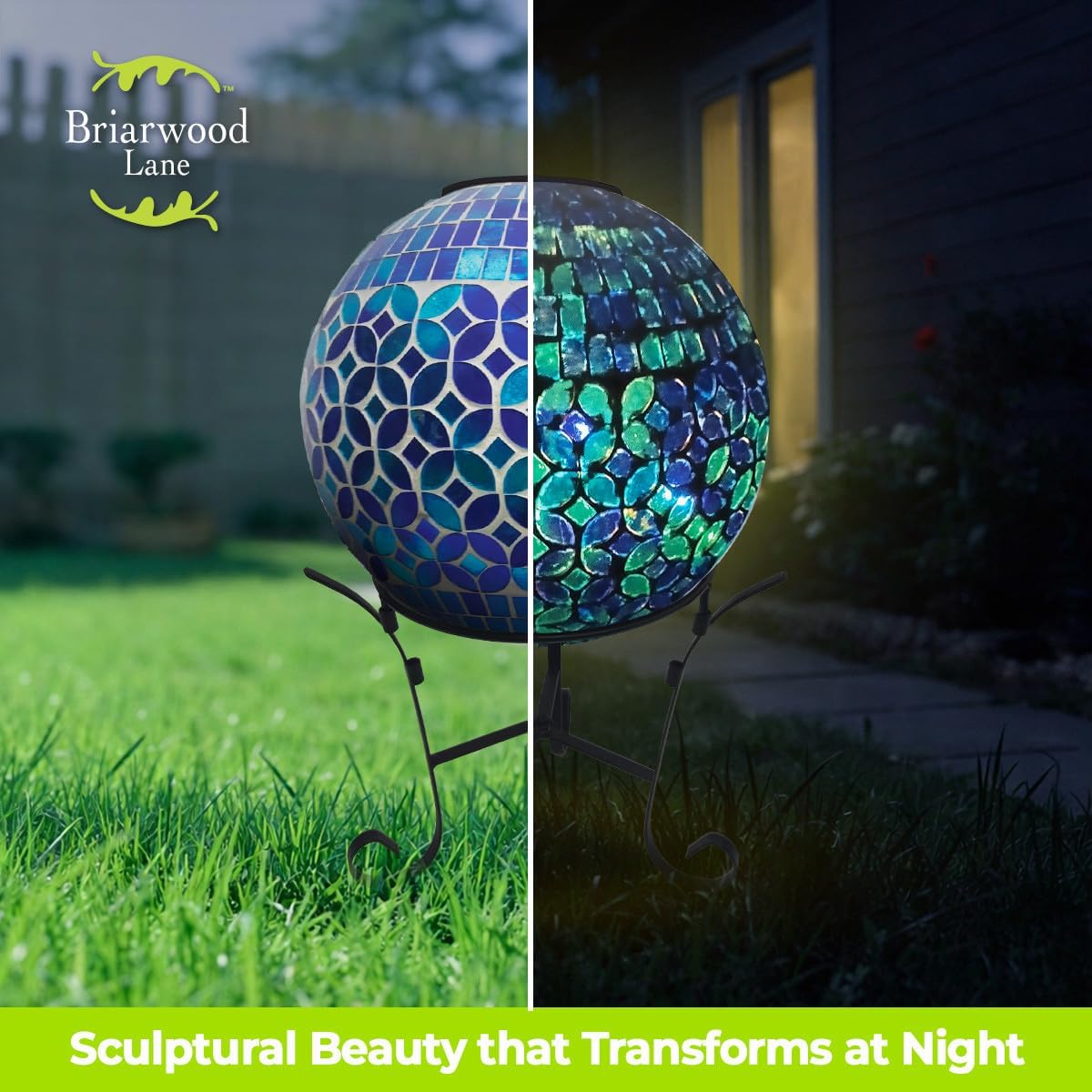 Briarwood Lane Geometric Blue Solar LED Glass Gazing Ball