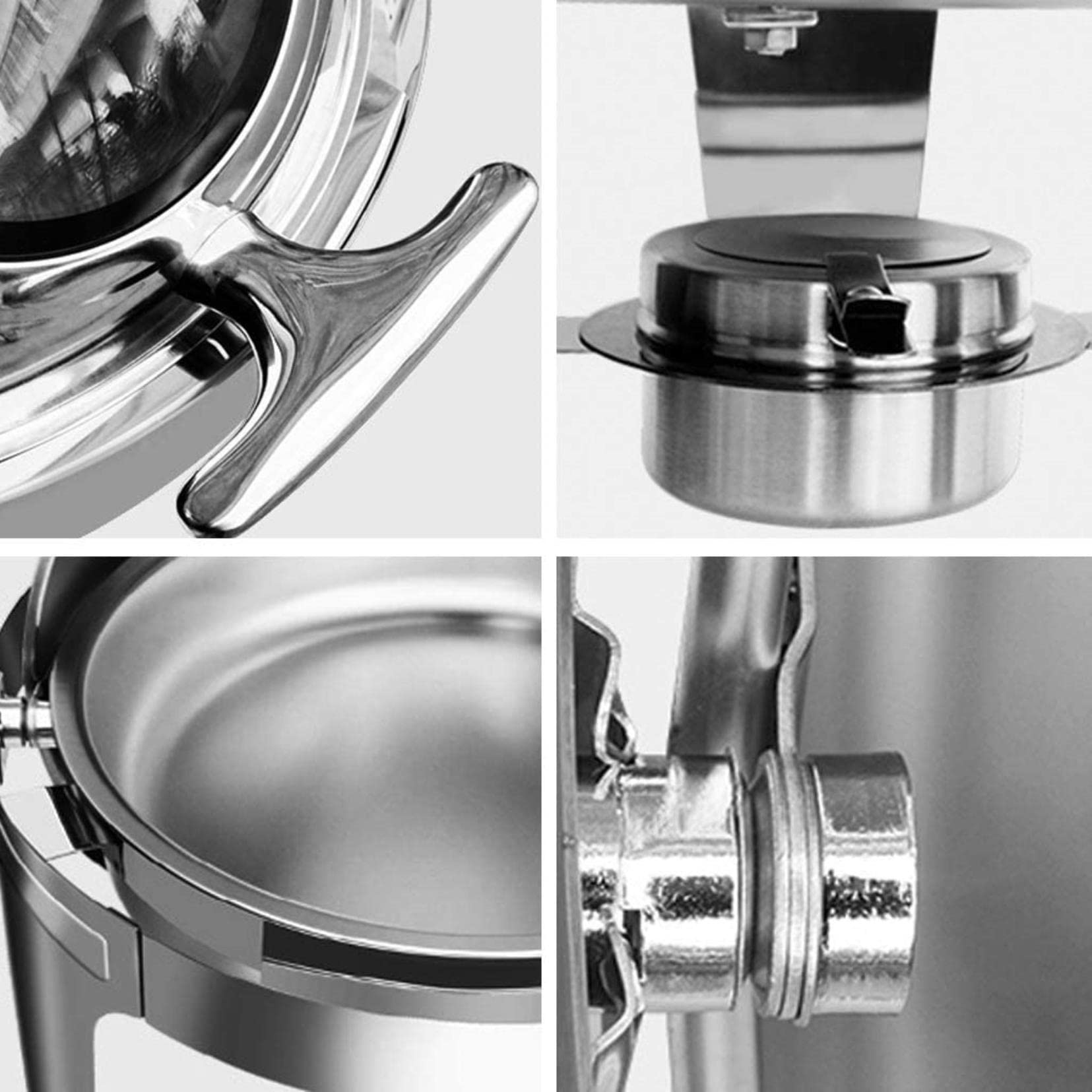 Edelstahl-Chafing-Dish-Sets, 6-teiliges Chafing-Dish-Set zum Speisenwärmen für Buffets, rundes Chafing-Dish-Set zum Warmhalten von Speisen auf dem Tisch, für Bu