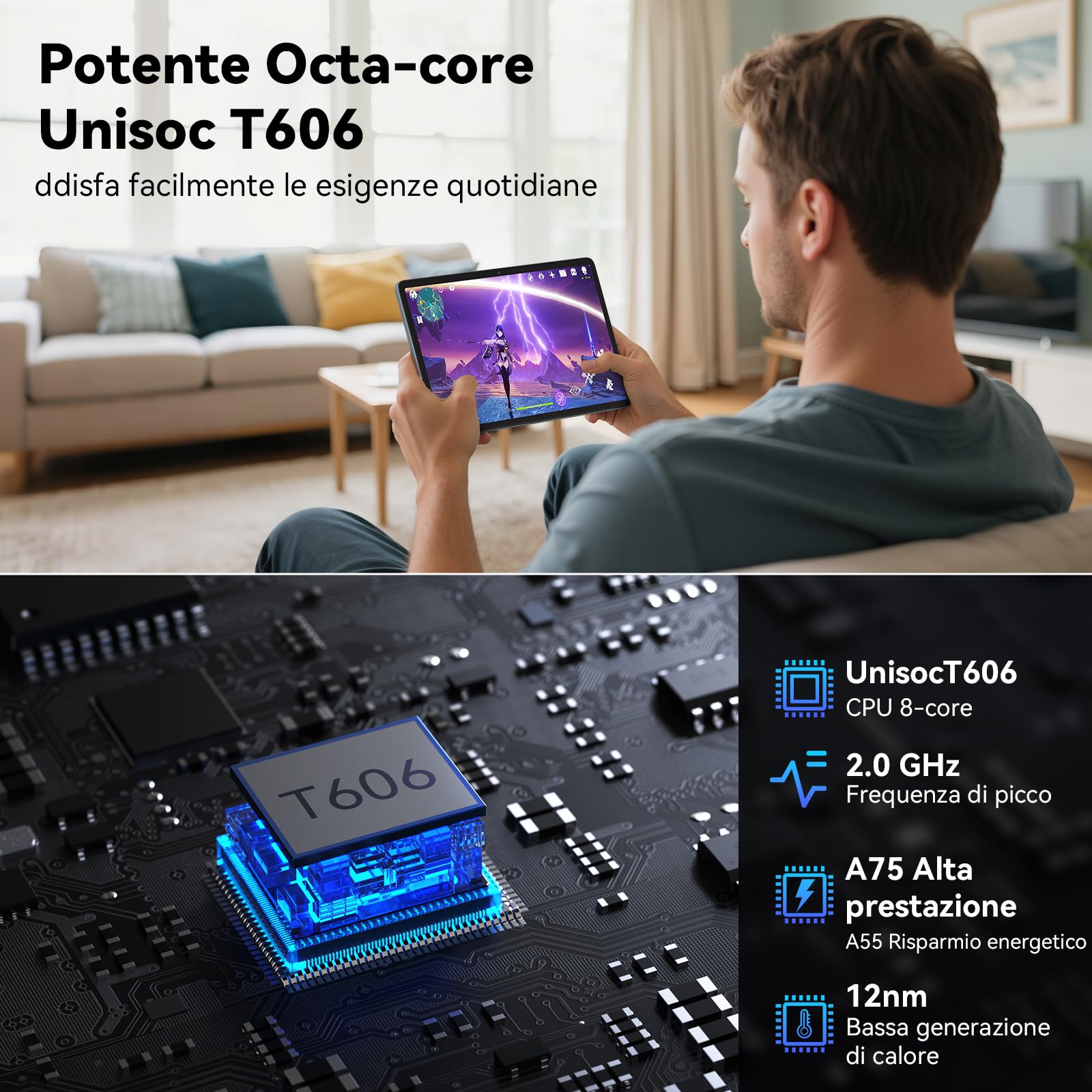 VekfulPC Tablet con tastiera Android 15 10" tablet in offerta 24GB RAM + 256GB ROM (2TB TF), Octa-Core, 5000 mAh, 8 MP + 5 MP, Gemini AI, Widevine L1, 5G WiFi, GPS, Face ID