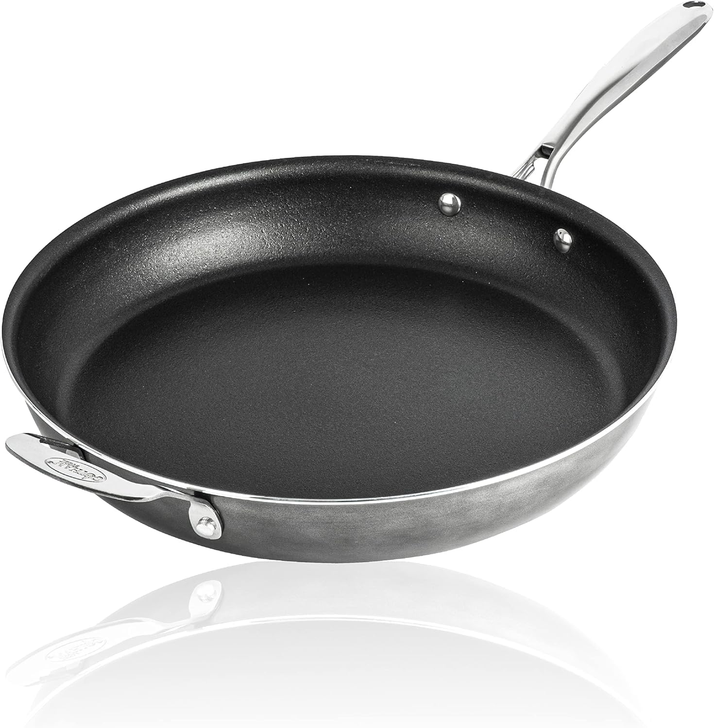 Granitestone 14 Inch Large Non stick Frying Pan for Cooking, Frying Pans Nonstick, Ultra Durable Mineral and Diamond Coating, Family Sized Open Skillet, Oven and Dishwasher Safe, Black