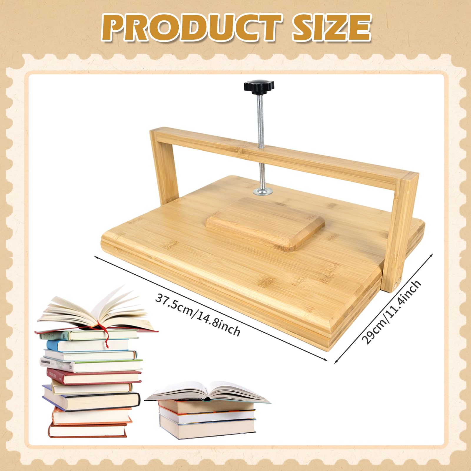 Pressa per libri in legno e bambù, pressa per carta, pressa per fiori, stabile pressa manuale multifunzionale per esigenze di rilegatura. Pressa per libri con pressione uniforme (29 x 20 cm)