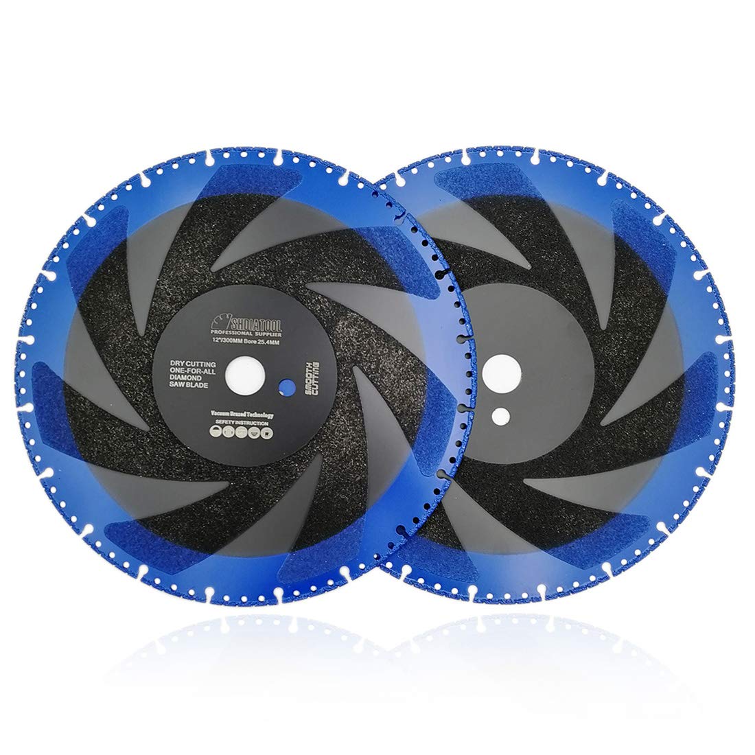 SHDIATOOL Diamond Cutting Disc 2PCS 12 Inches / 300mm Vacuum Brazed Cut-Off Wheel for All Purpose Demolition Blade for Stone Iron Steel Metal