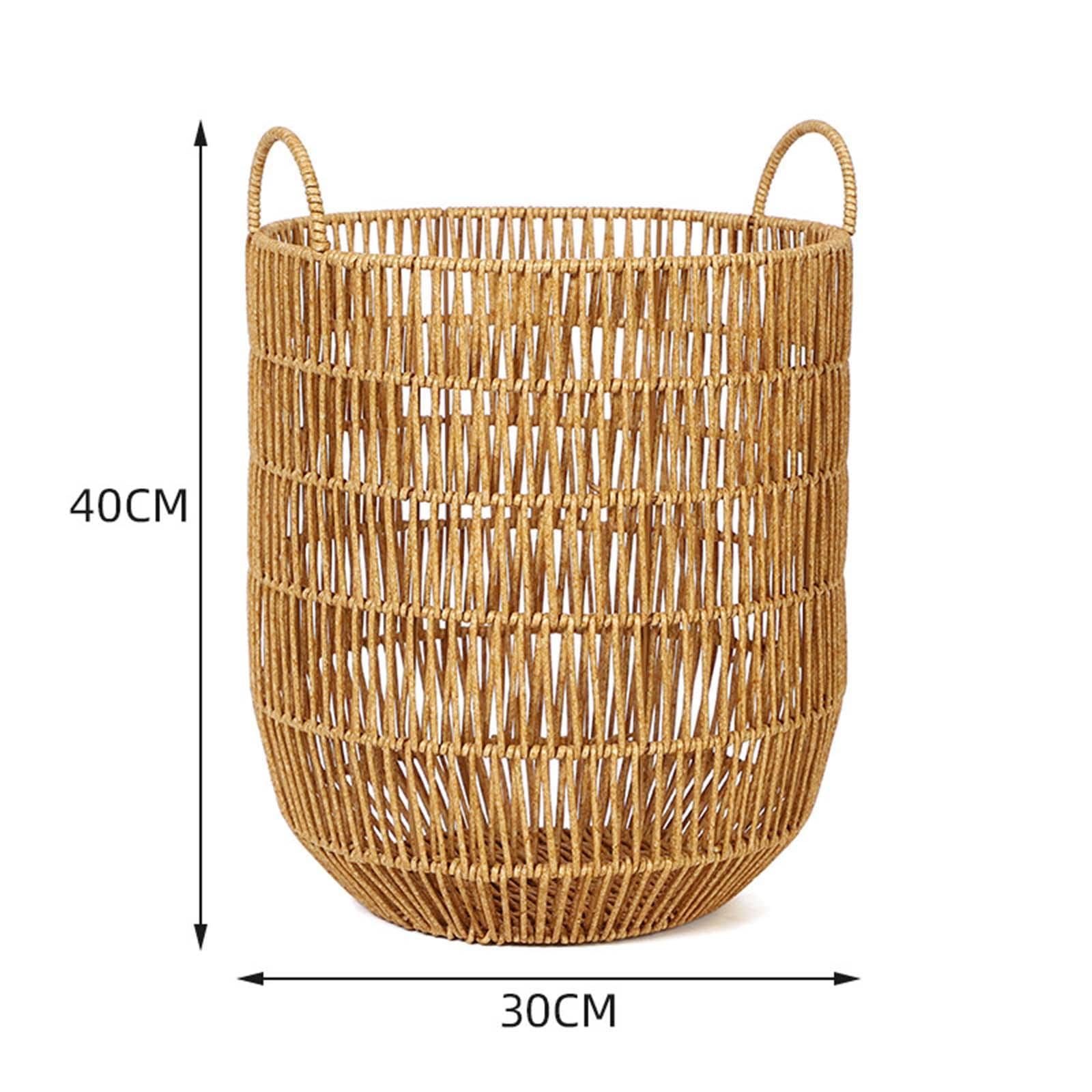 Cesto Portabiancheria Robusto con Grande Apertura in Materiale PP Manici Rinforzati Contenitore Decorativo per Sporchi Coperte Peluche Indumenti, 30x41 cm