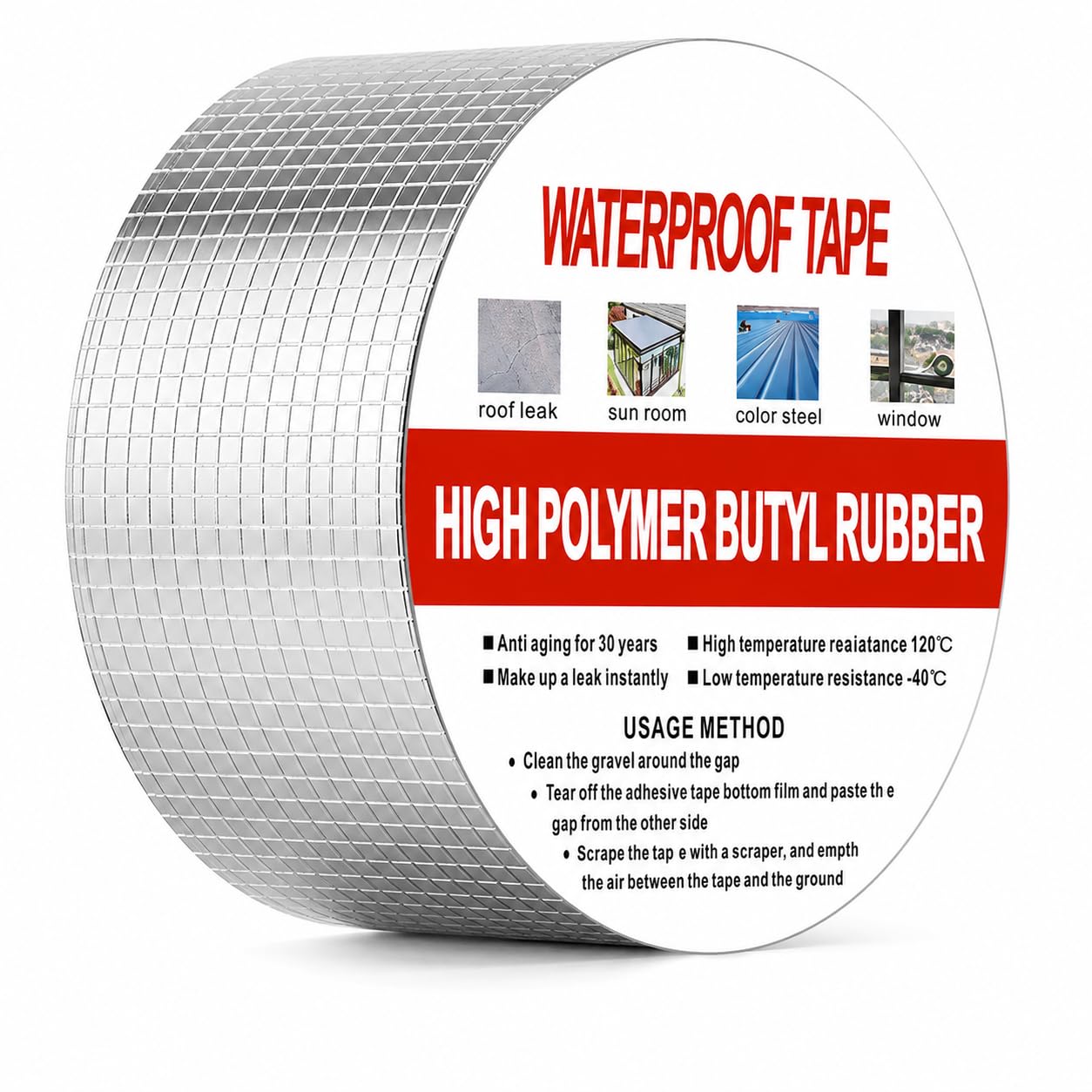 Super Strong Adhesive Waterproof tape Permanent Repair Roof Water Leakage Solution Rubber Foil Suitable for Roof Leak, surface Crack, Window Sill Gap,Tank Leak (2 INCH (5CM*5M))-image-17