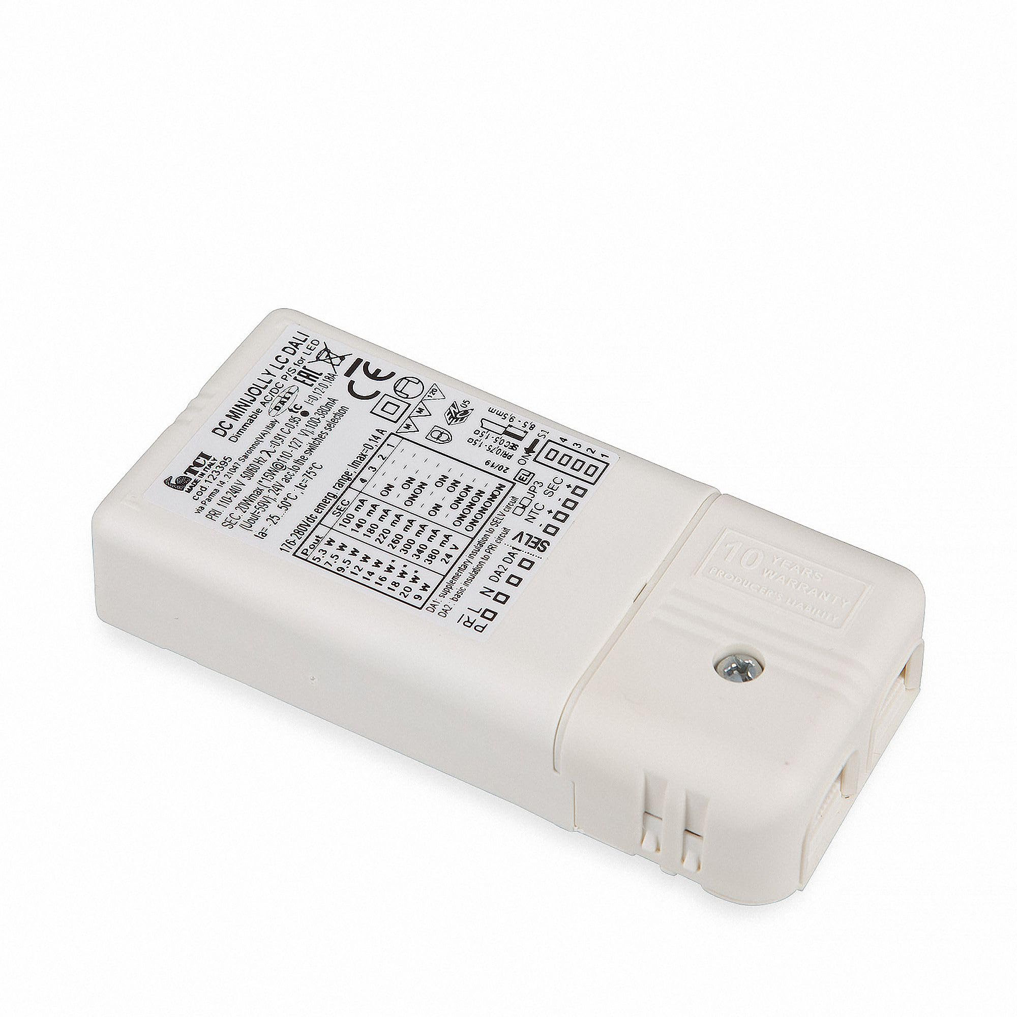Transformateur de source d'alimentation constante LED TCI DC, MINI Jolly DALI 20 5,4 W à 20 W 122395 Transformateur LED pour éclairage LED