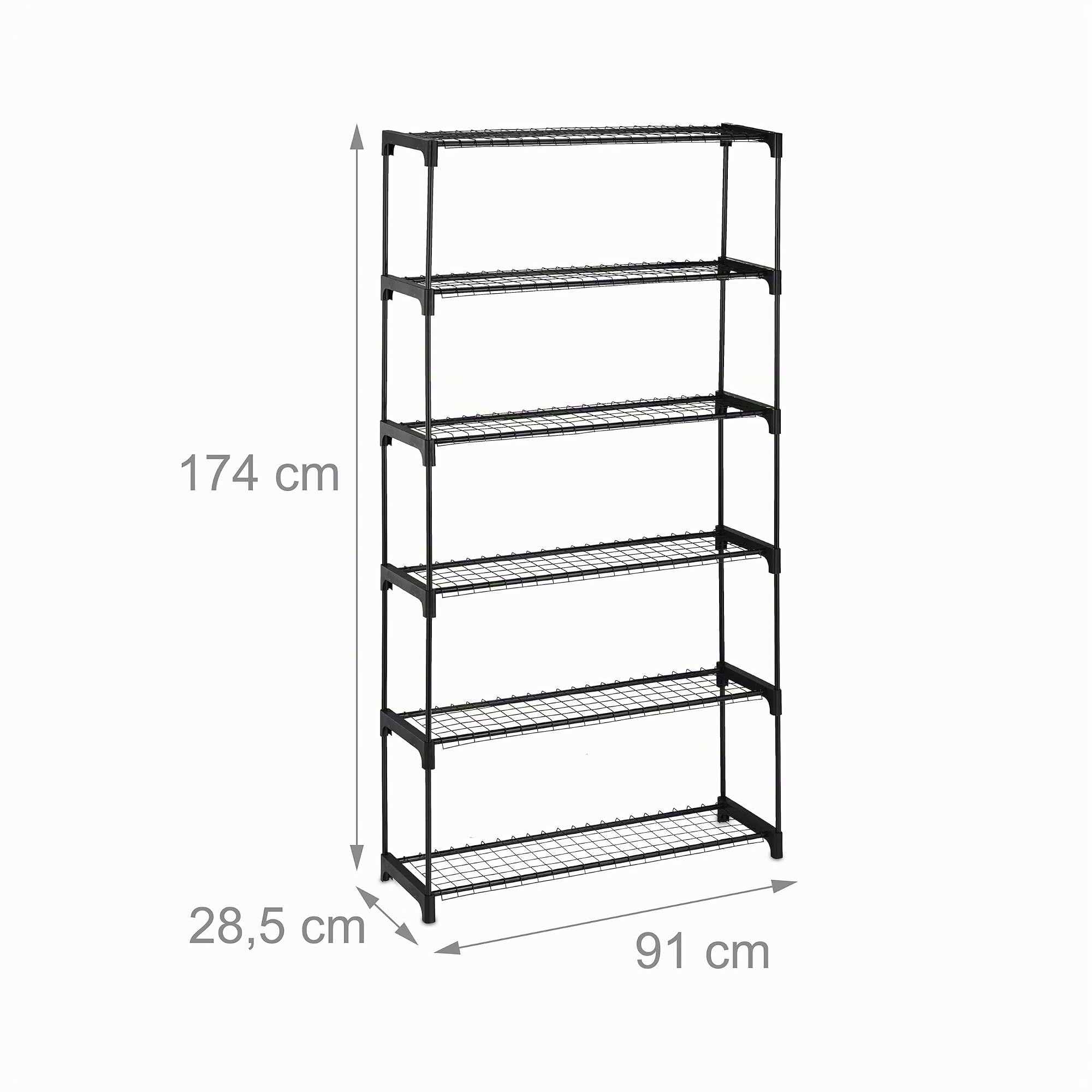 Relaxdays Scaffale Porta Piante a 6 ripiani, Portapiante in Vaso, Fiori e Erbe, Mobile in Acciaio, 174x91x28 cm, Nero