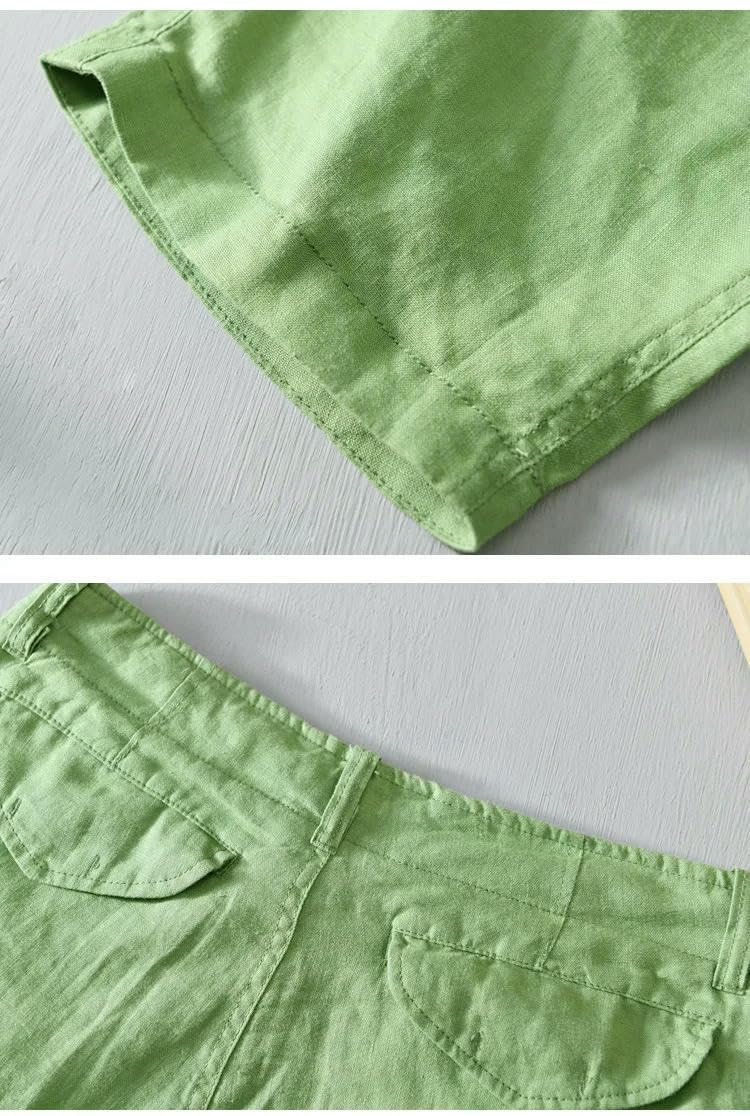 Herren-Sommershorts aus dünnem atmungsaktivem Leinen Strandshorts mit Knöpfen