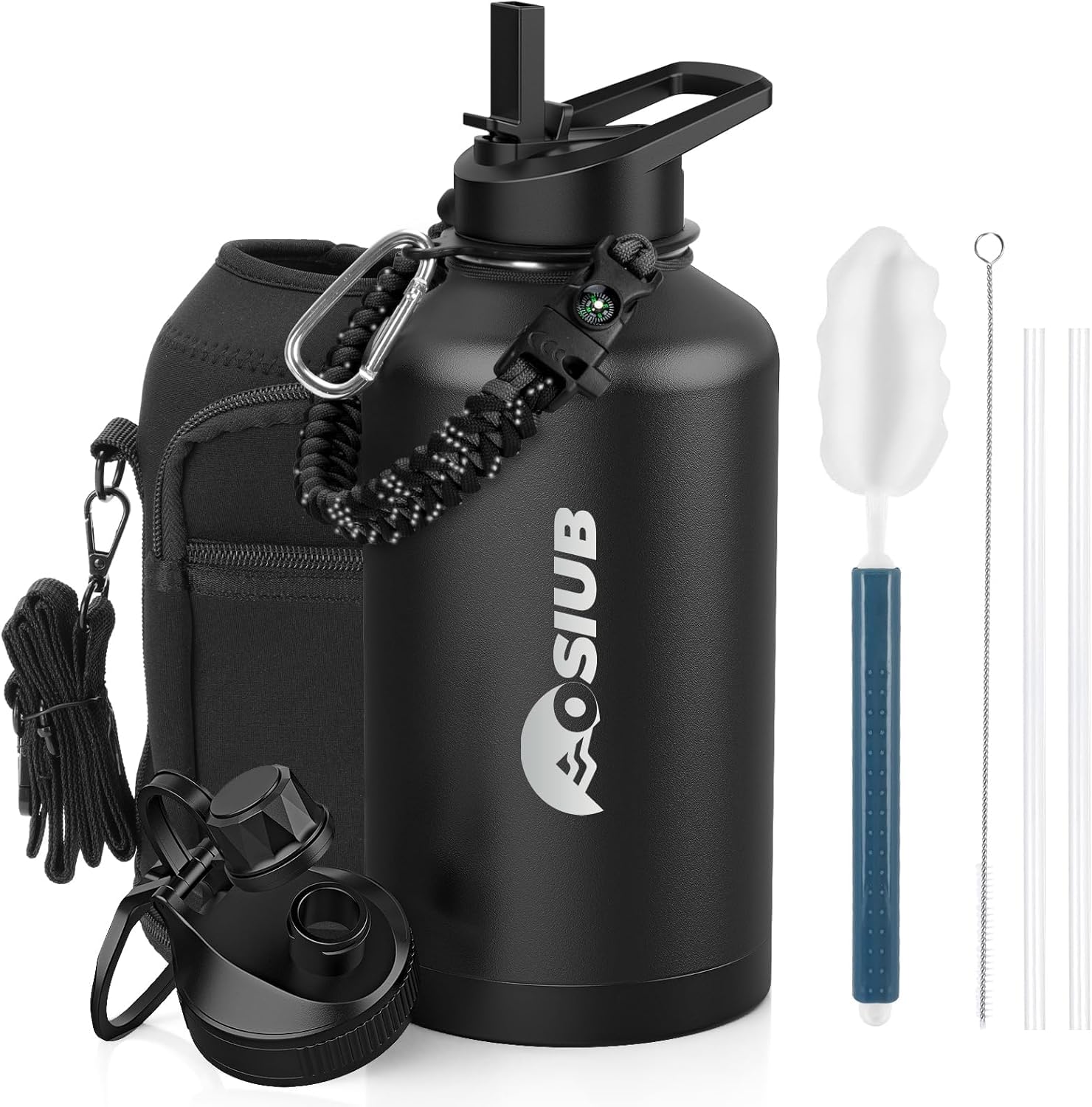 Insulated Water Bottle 64 oz Triple Wall Vacuum Stainless Steel Cold for 48 Hrs Leak Proof BPA-Free Half