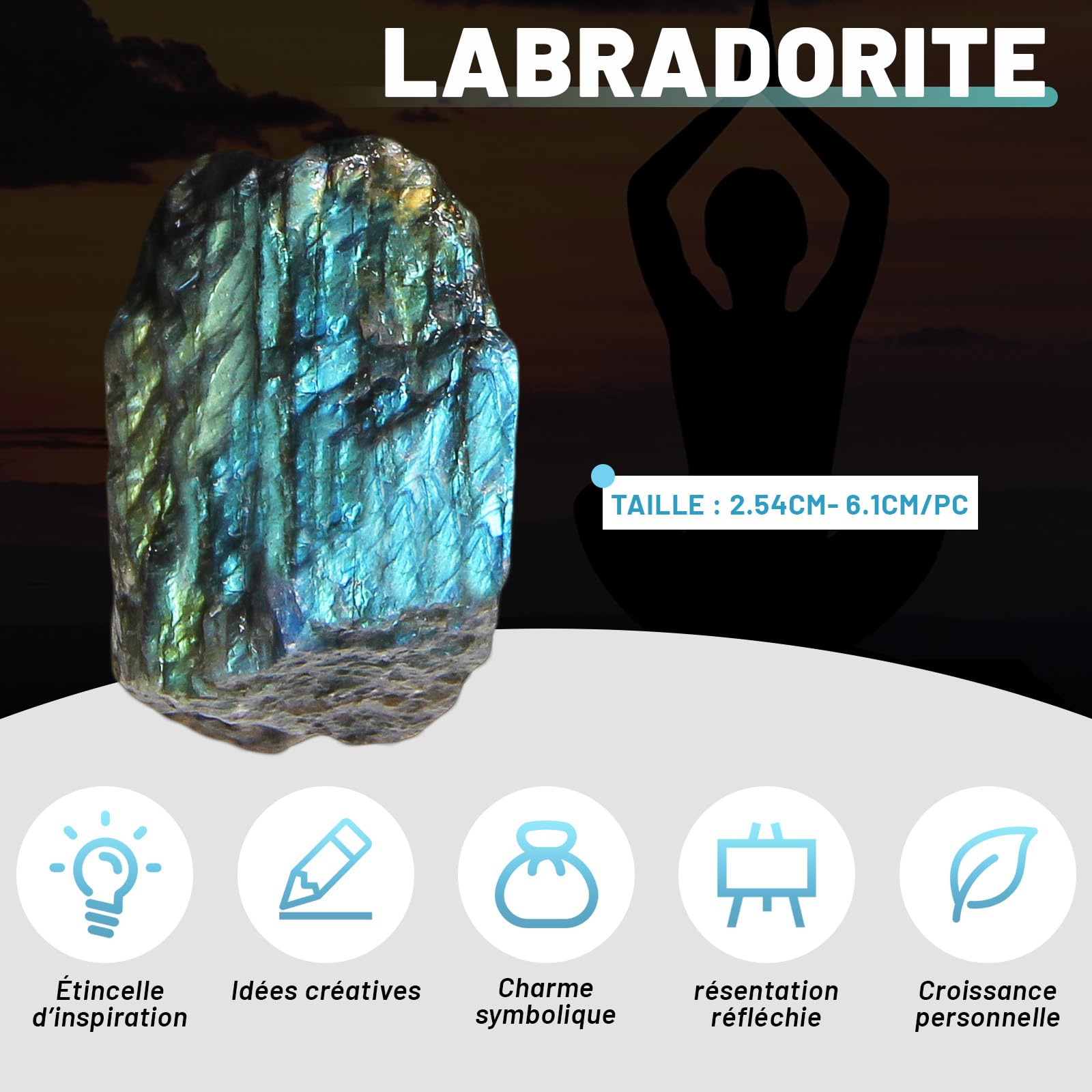 Labradorite brute 500 g – Cristal naturel rugueux avec éclat, gros spécimen minéral irrégulier pour décoration, collection & projets créatifs