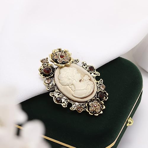 Miniatura 4 de lureme Cameo de belleza victoriana elegante vintage con broche de cristal (br000017)