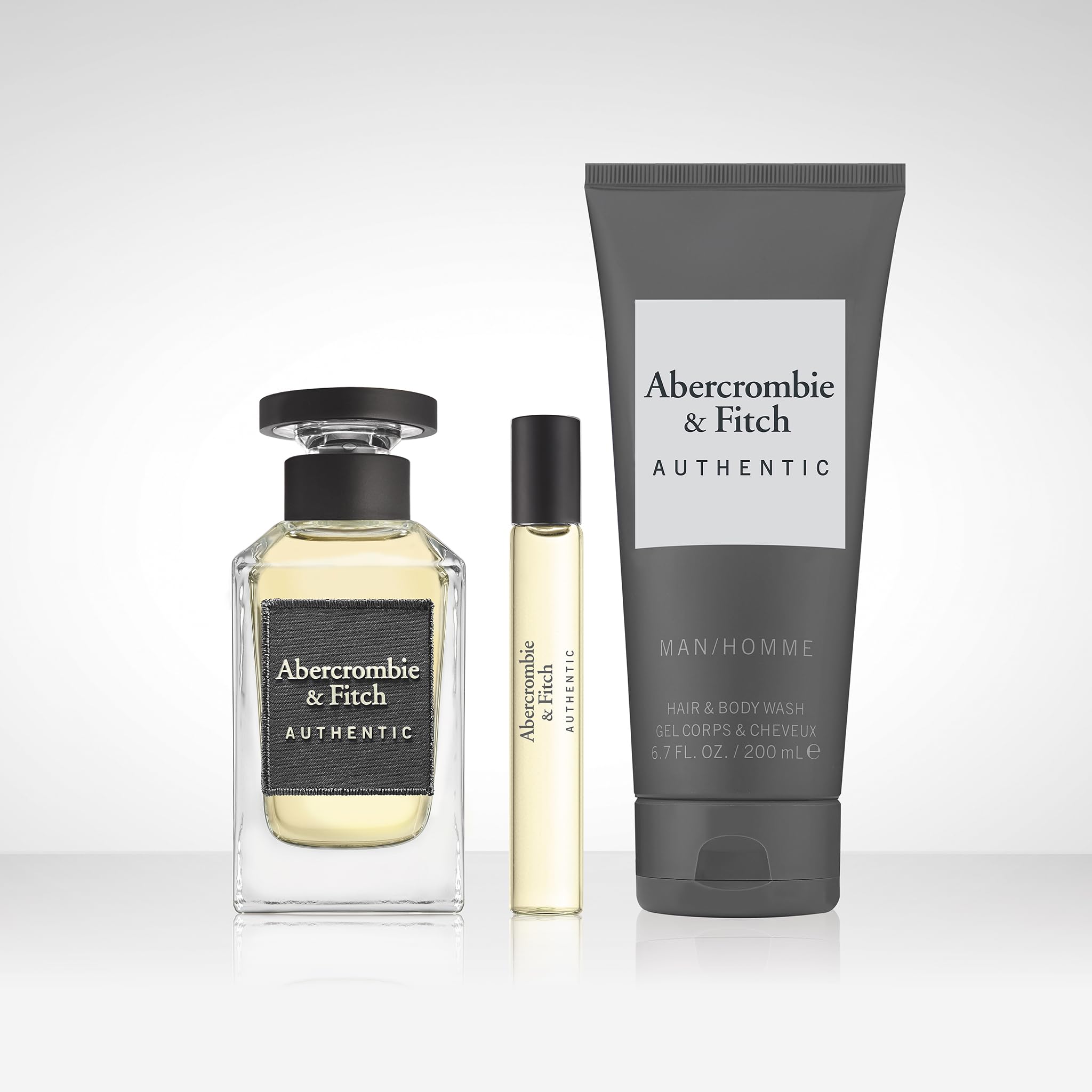 Abercrombie & Fitch Authentic Man Eau de Toilette 100 ml + Deodorant + Mini Parfum für Herren (3 Stück)
