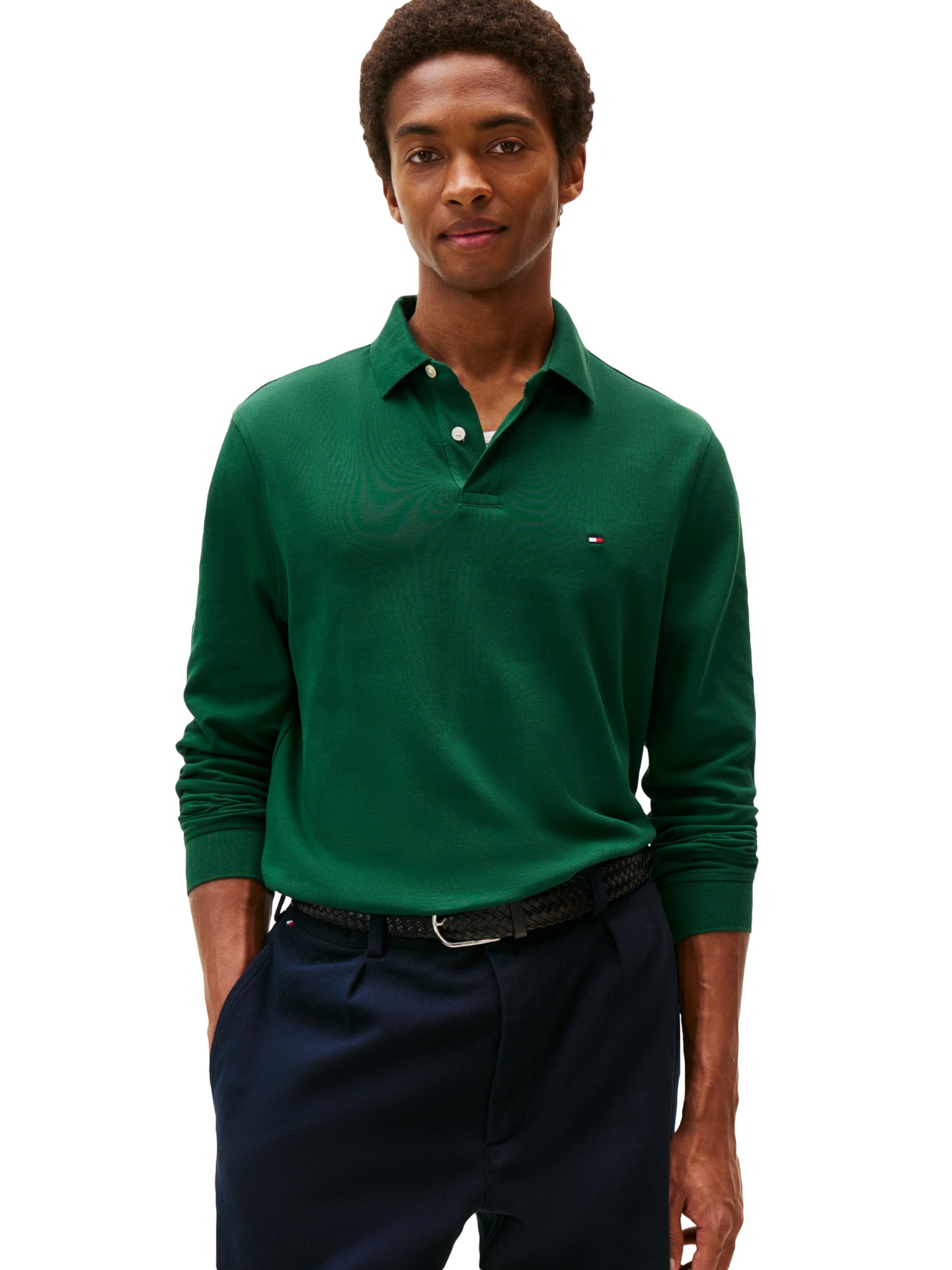 Tommy Hilfiger Long Sleeve Polo Shirts In Regular Fit with Stretch and Organic Pique Cotton Polo de Manga Larga de Ajuste Regular con algodón piqué elástico y orgánico Hombre (Pack de 1)