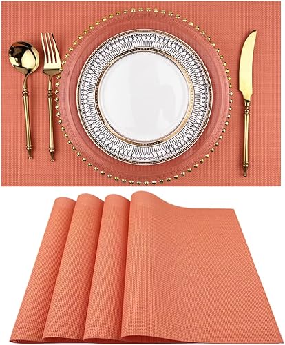 WAZAIGUR Manteles individuales, manteles individuales de vinilo tejido entrecruzado, fáciles de limpiar, duraderos, antideslizantes, resistentes al