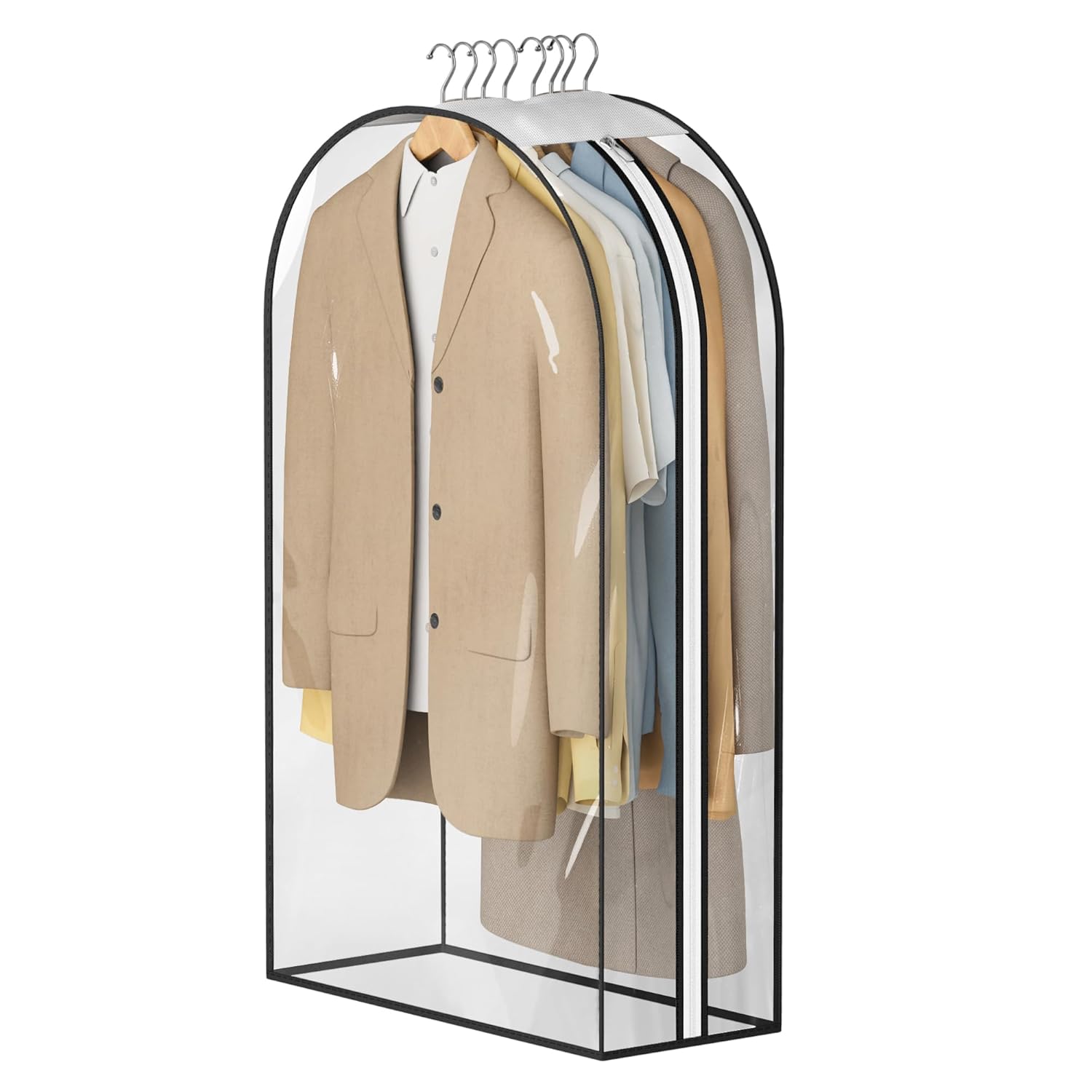 MISSLO 10 Gusseted All Clear Garment Bags for Hanging Clothes 40 Suit Bags for Closet Storage with Side