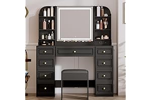 Magnificent Black Vanity with Glass Top: Your Ultimate Glam Station