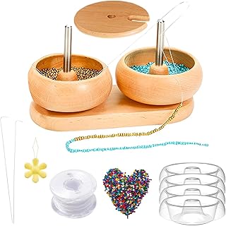 tigelas giratórias contas com 4 tigelas troca, 2 agulhas grandes miçangas, 1000 contas cintura e acessórios miçangas, tigela contas, carregador giratório contas para fazer joias e contas DIY