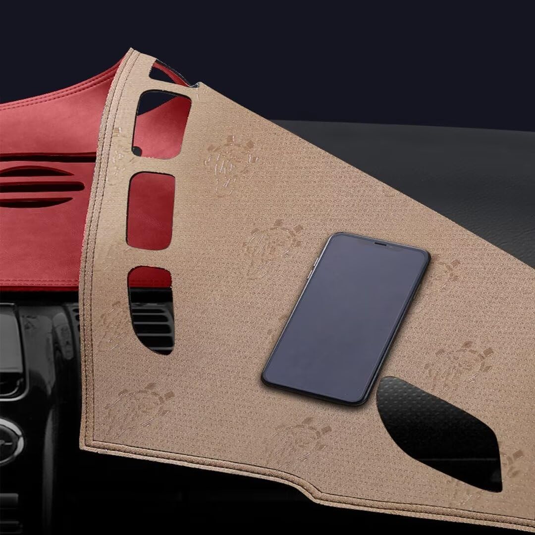 Leather Dash Board Cover mat Compatible with Toyota Sienna （NO HUD） 2021-2026，Anti-Slip,Sun Protection Dashboard Cover-red
