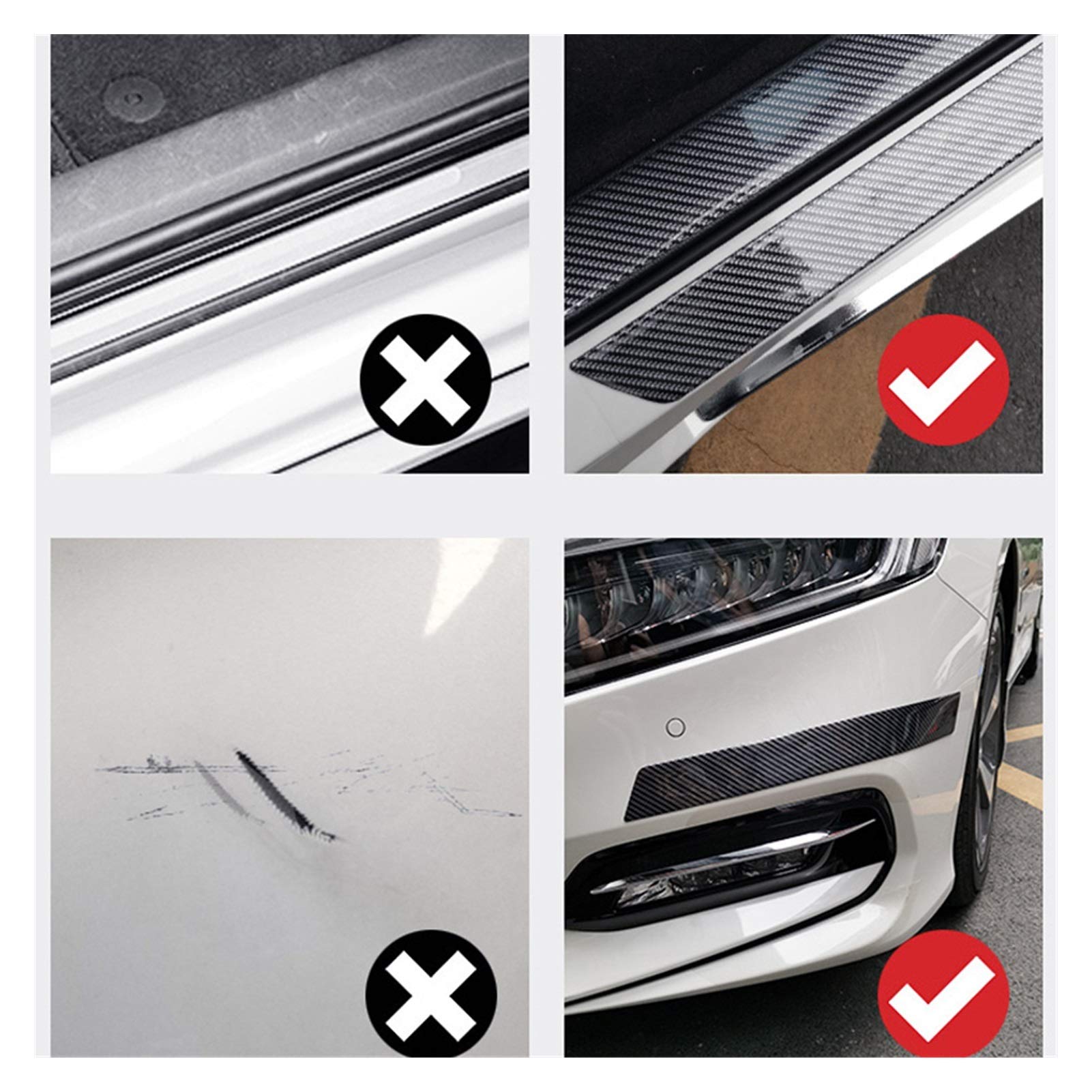 Pellicola protettiva autoadesiva in vinile, Adesivi for auto Striscia di gomma Antigraffio Protezione soglia portiera in fibra di carbonio Protezione soglia auto Pellicola paraurti Adesivo for auto St