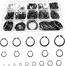 400 Pieces of Black Elastic Rings Stainless Steel Safety Rings Assorted C-Clip Ring 19 Sizes M3-M28 with Box, Elastic Security Rings for Fixing Hardware