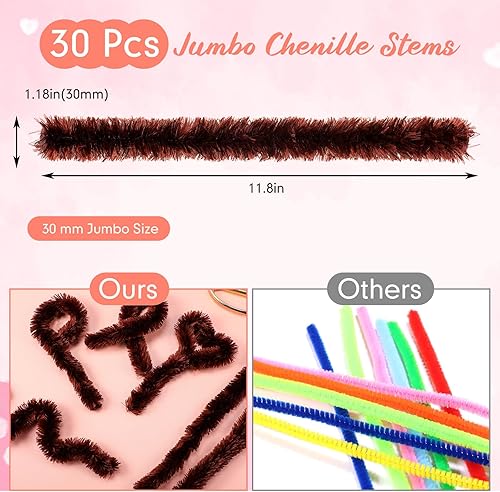 Miniatura 9 de Hotop 30 limpiadores de tuberías extra gruesos de 1.18 pulgadas, suministros de manualidades, tallos de chenilla, limpiadores de tuberías para