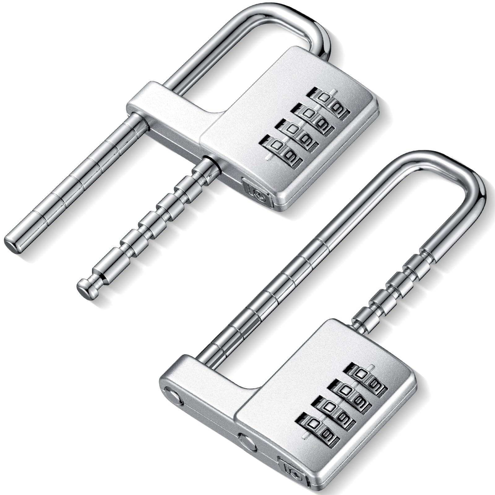 Gisafai 2 Pcs 4 Digit Combination Cabinet Lock U Shaped Code Gym Adjustable Padlock Metal Long Shackle Lock for Outdoor College Fences Sports Lockers Gym