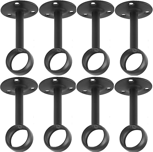 Anndason Soporte para barra de cortina para montaje en techo, soportes para barra de cortina para barra de 1 14 pulgadas (8 unidades, negro)