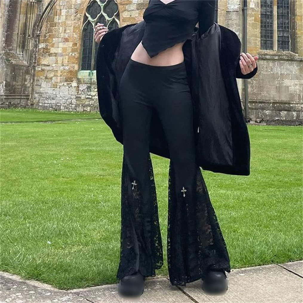 Gothic Black Pants Grunge Bottoms High Waisted Boho Hippie - Image 4