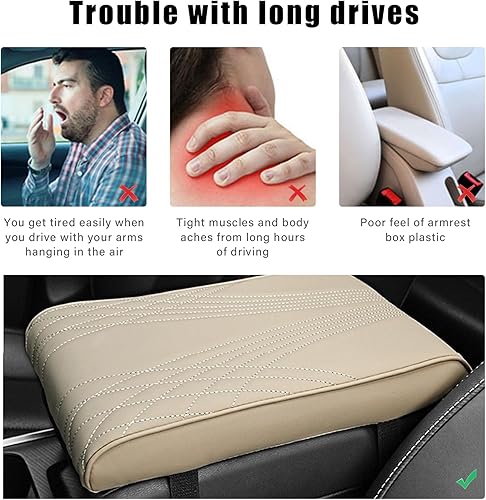 Miniatura 4 de Cojín para consola central de automóvil, tapete de cuero de espuma viscoelástica para reposabrazos de automóvil, funda universal impermeable para