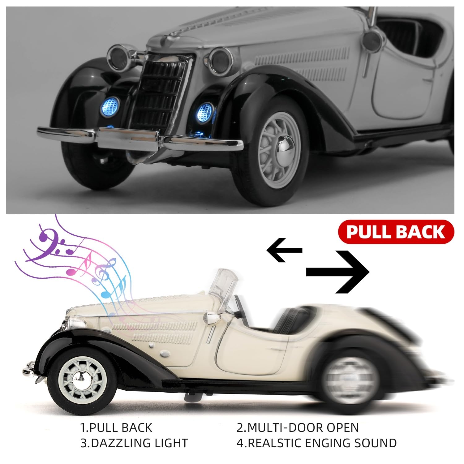 BDTCTK Audi Wanderer W25k Roadster Model Car, Zinc Alloy Pull Back