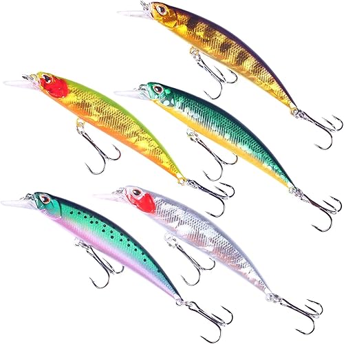 Miniatura 10 de Jerk Baits para pesca de lubina, señuelos de pesca Jerkbait, señuelos de pececillo Jerk Bait para pesca de agua dulce/agua salada, señuelos de pesca