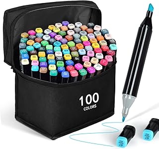 Dual Tip Alcohol Markers,100 Colors Alcohol Based Markers,Art Markers with Fine & Broad Tips,Coloring Markers with Portable Case for Adult Kids Beginner Artist Drawing