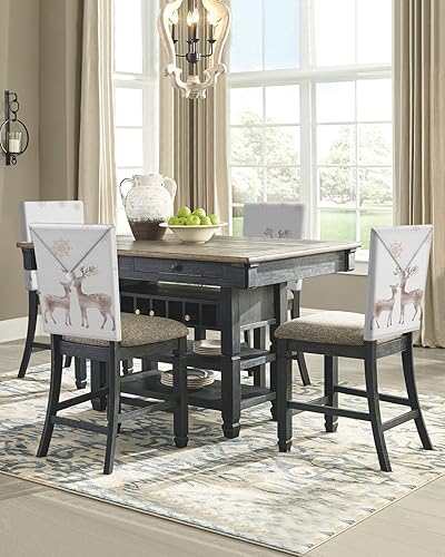 Miniatura 3 de Juego de 4 fundas protectoras para sillas de comedor navideñas, diseño de copos de nieve en acuarela de invierno, fundas protectoras para sillas de