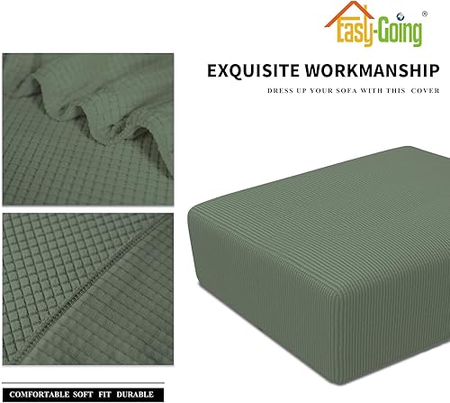 Vista 629 de Easy-Going - Funda elástica para taburete otomano, funda protectora para muebles, funda rectangular con parte inferior elástica Beige