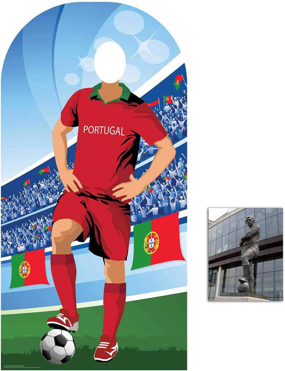 World Cup Football 2018 Portugal Lifesize Adult Stand-in Cardboard Cutout Fan Pack, 190cm x 96cm Includes 8x10 Star Photo