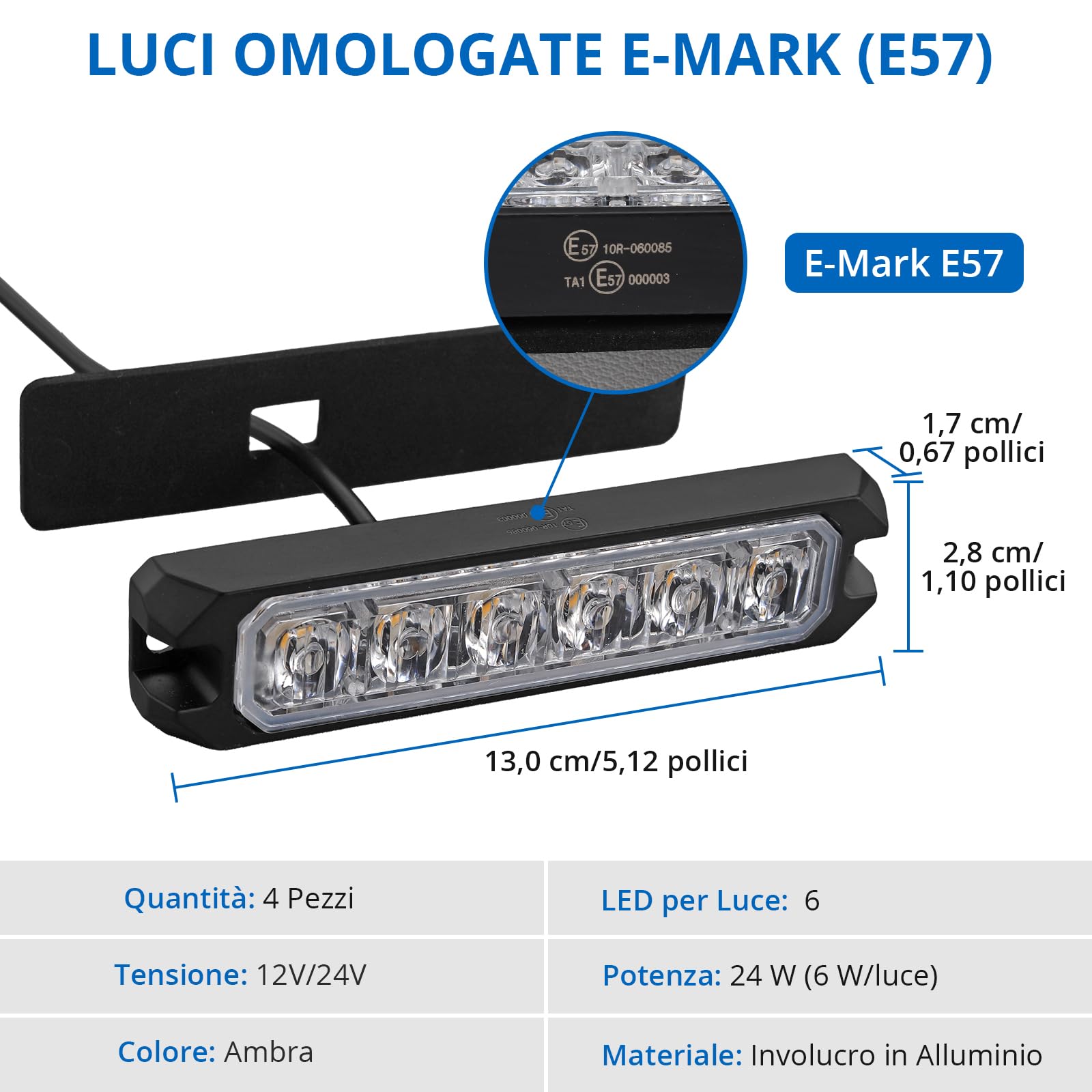 4x6LED 24W Luci Lampeggianti Ambra con Scatola di Controllo Principale IP65 Impermeabile, Indicatore Lampeggiante di Emergenza 12/24V, Adatte per Camion Furgoni Auto Trattori